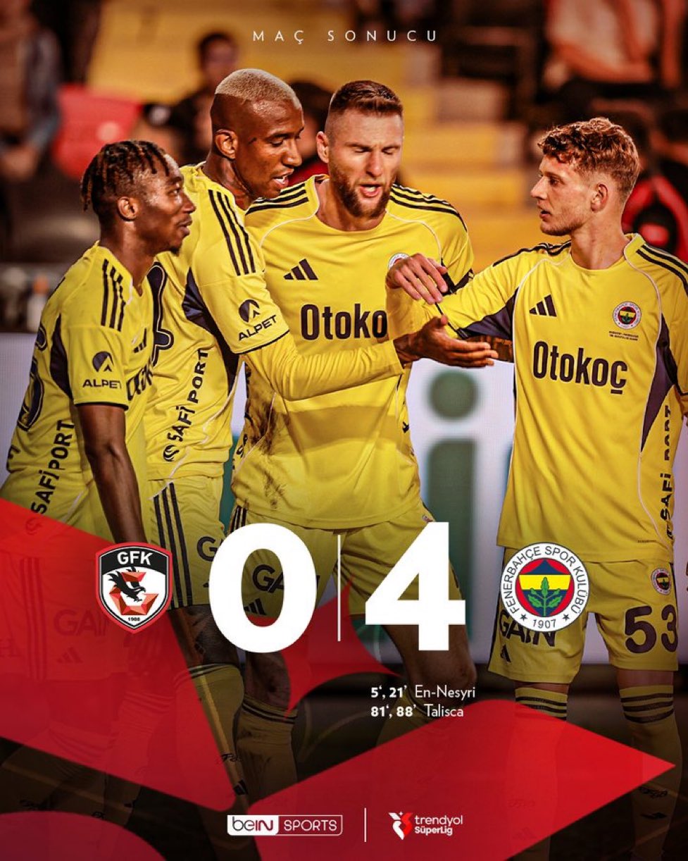 Fenerbahçe Gaziantep FK’yı 4-0 Mağlup Etti: Sahada Net, Derbiye Hazır! 🟡🔵