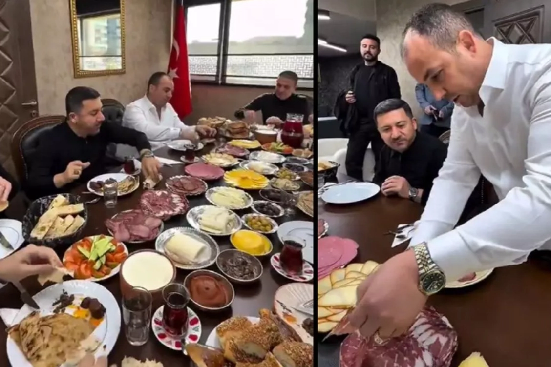 “Gösterişli Kahvaltı!” Rasim Arı’nın Oto Galerideki Sofrası Sosyal Medyayı Salladı