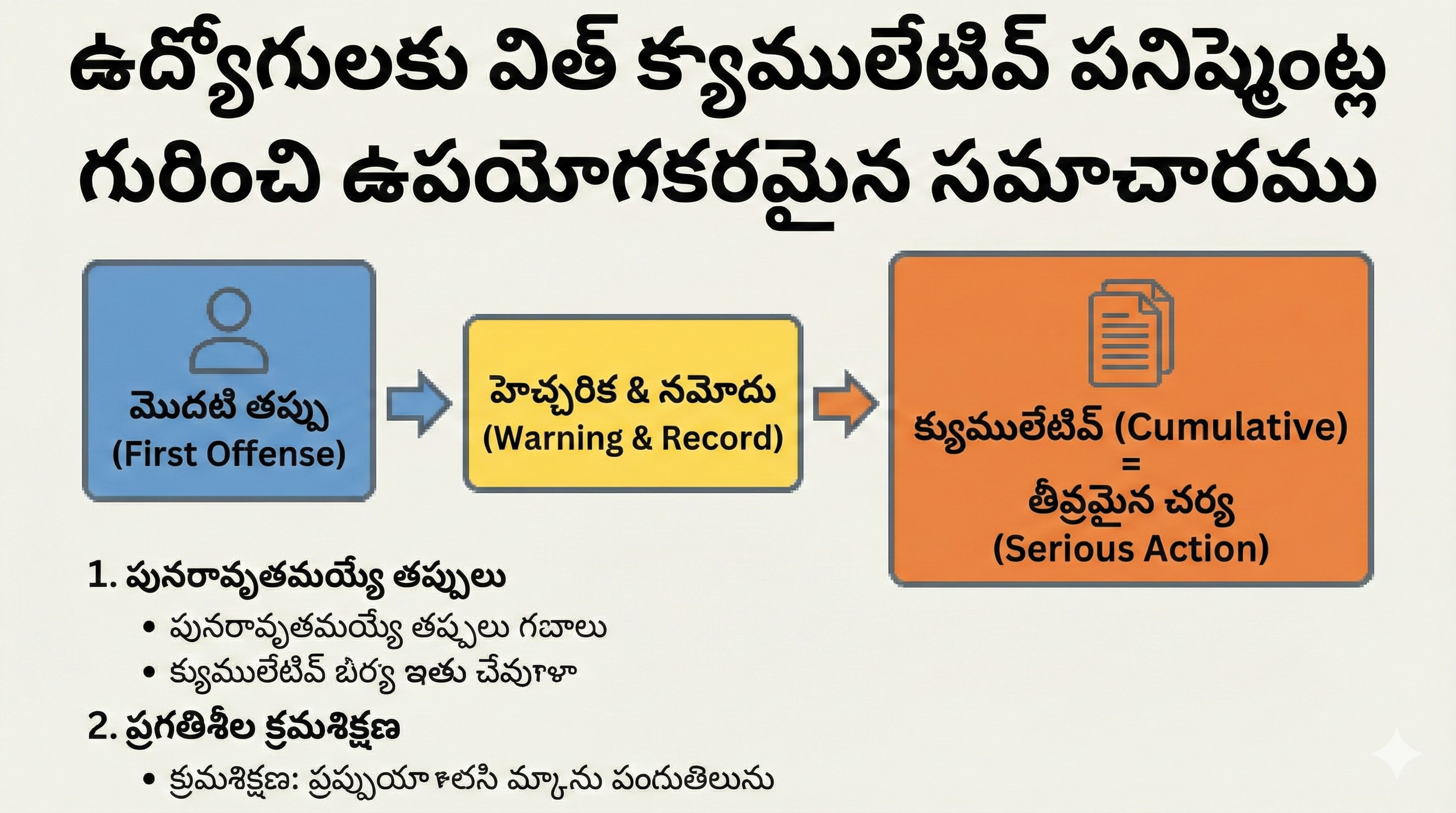 ఉద్యోగులకు విత్ క్యుములేటివ్ పనిష్మెంట్ల గురించి ఉపయోగకరమైన సమాచారము