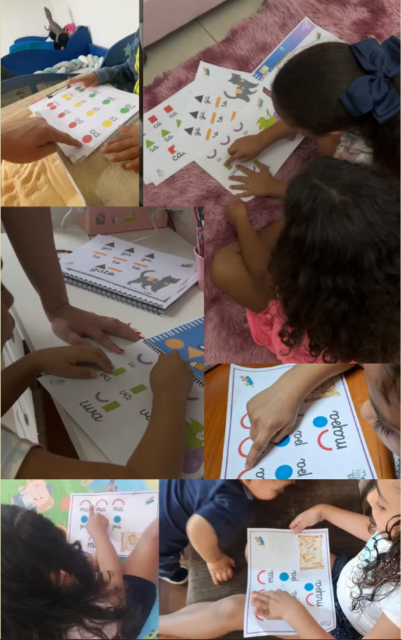 Collage de niños usando el material FONOTRAZOS KIDS