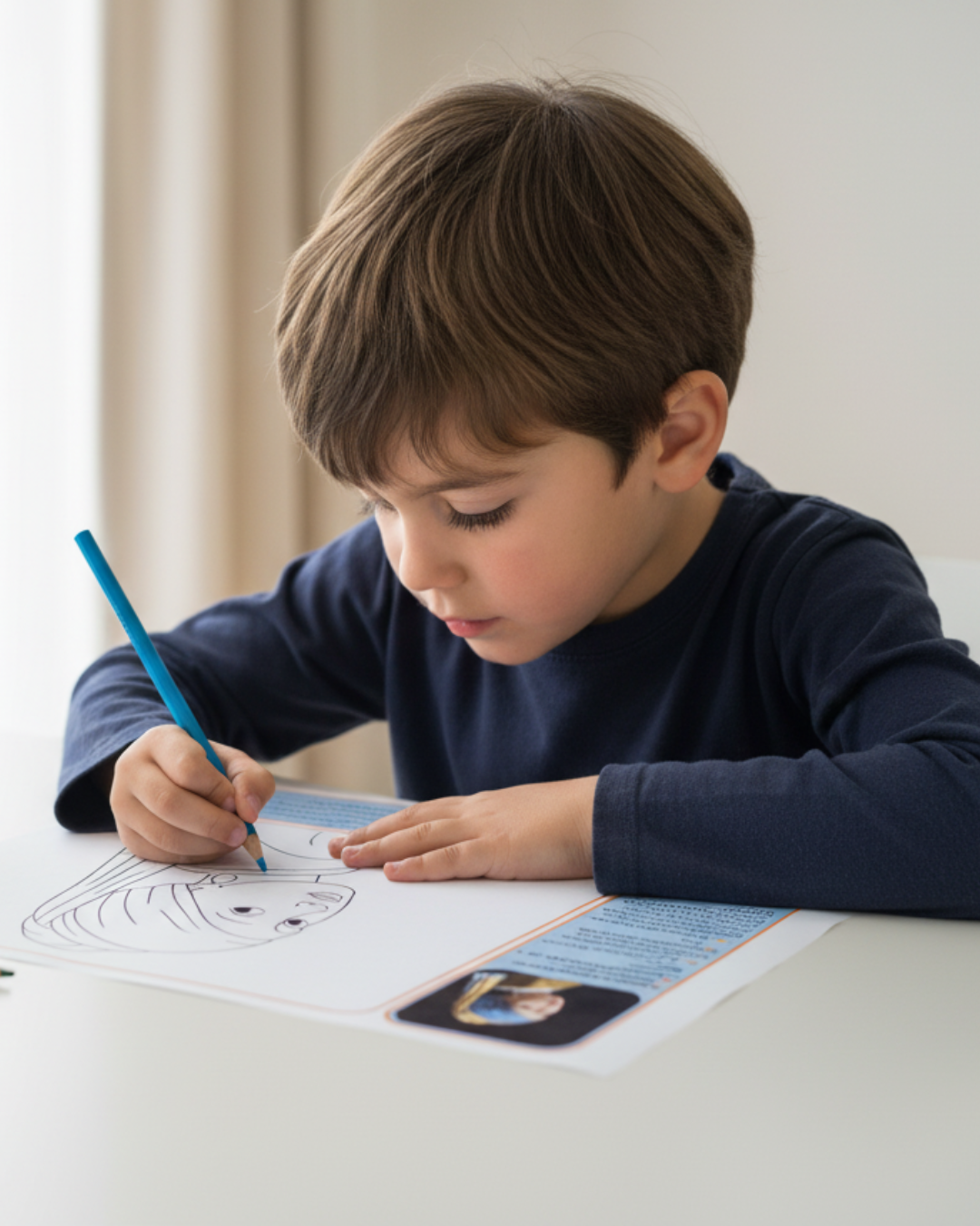 Niña sonriendo mientras pinta