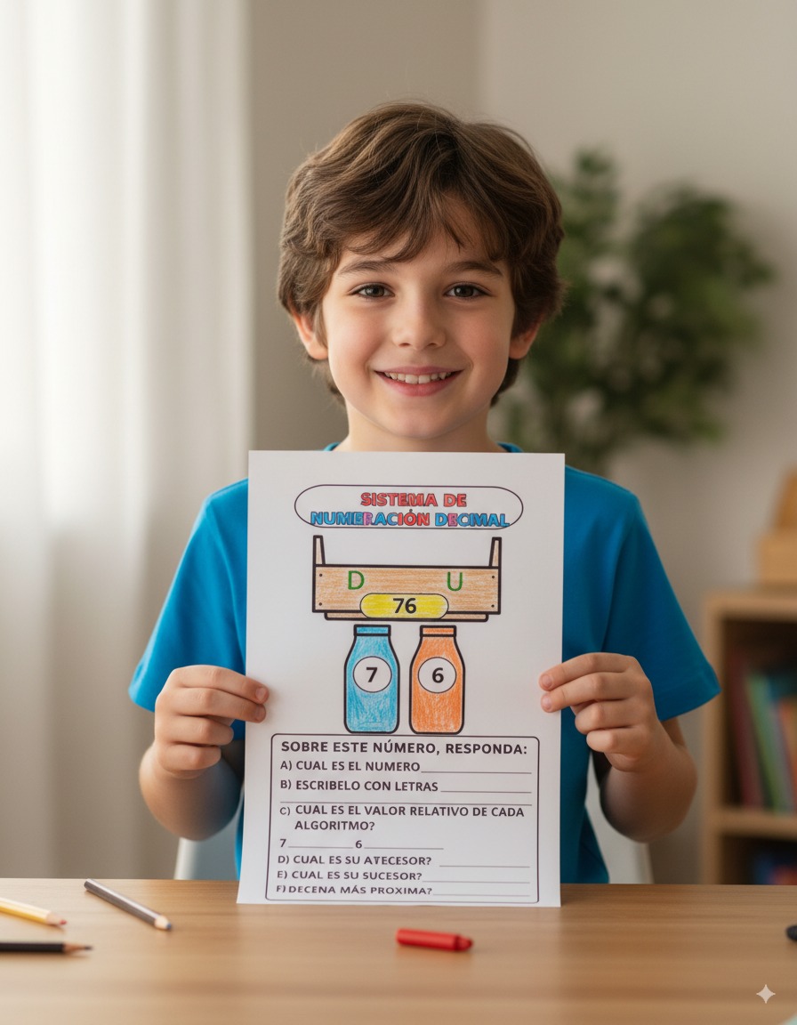 Niño jugando con fichas de números