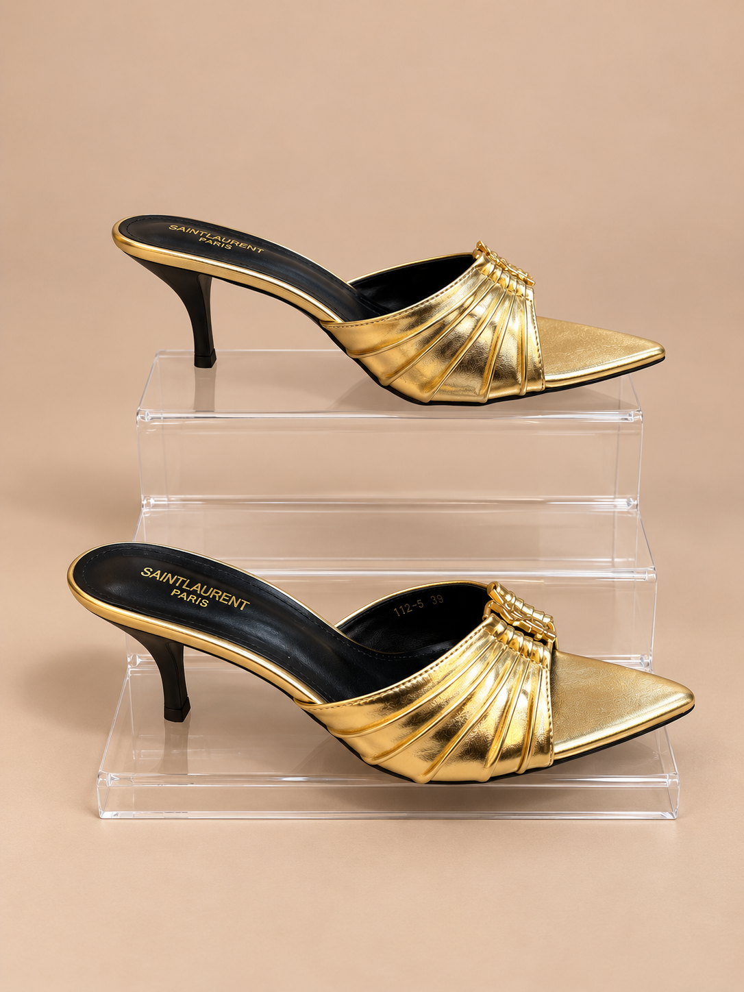 Saint Laurent YSL Mules drapées en or — Doré