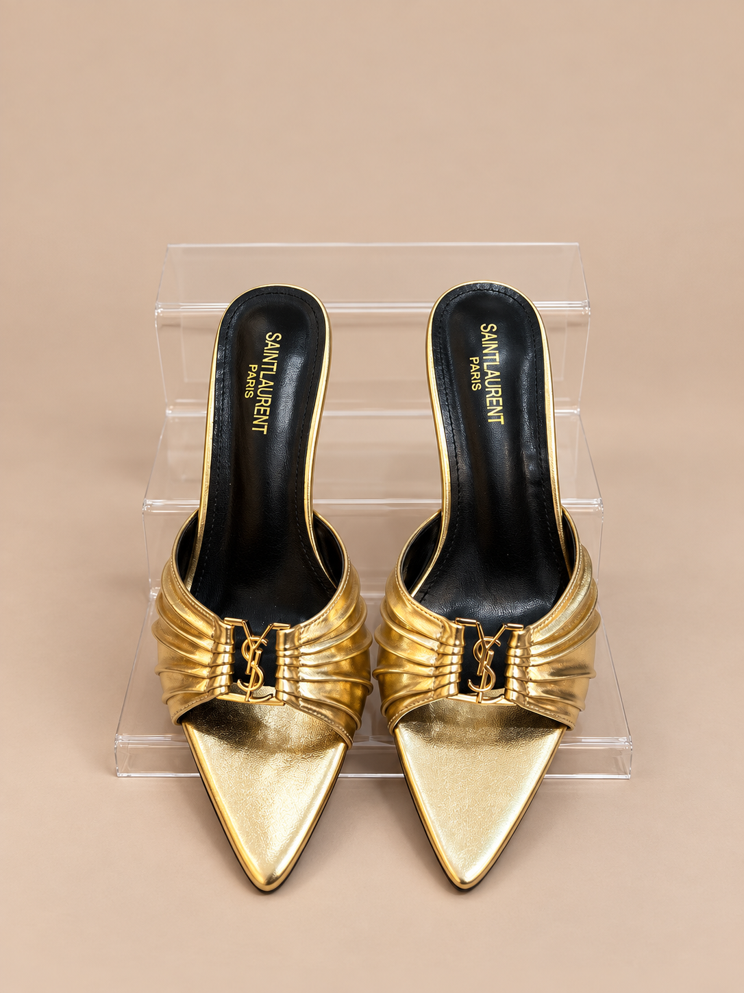 Saint Laurent YSL Mules drapées en or — Doré — 2
