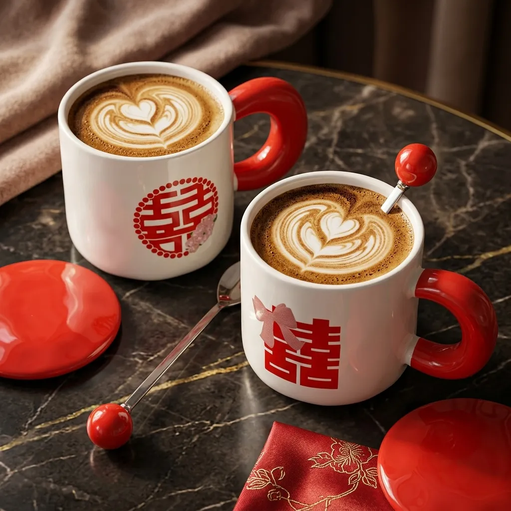 Mug Putih logo Shuang Xi sepasang Copy