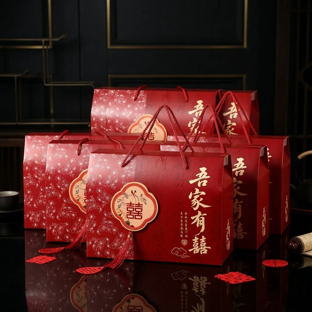 Box Hampers Premium Kualitas Tinggi Kotak Kue Sangjit Hantaran Lamaran Ukuran 25x19x12 Merah dengan rumbai Mewah Berkelas 2886