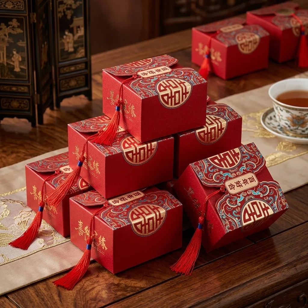 Candy Box Merah Gliter 8x8x5,5 CM