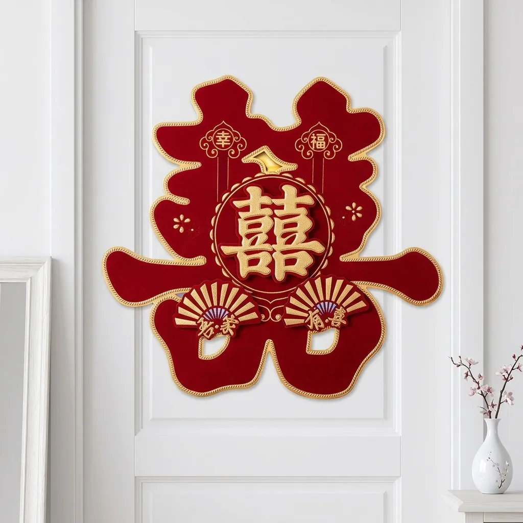 Tempelan Pintu Shuang xi Isi 2 Lbr 38x34cm