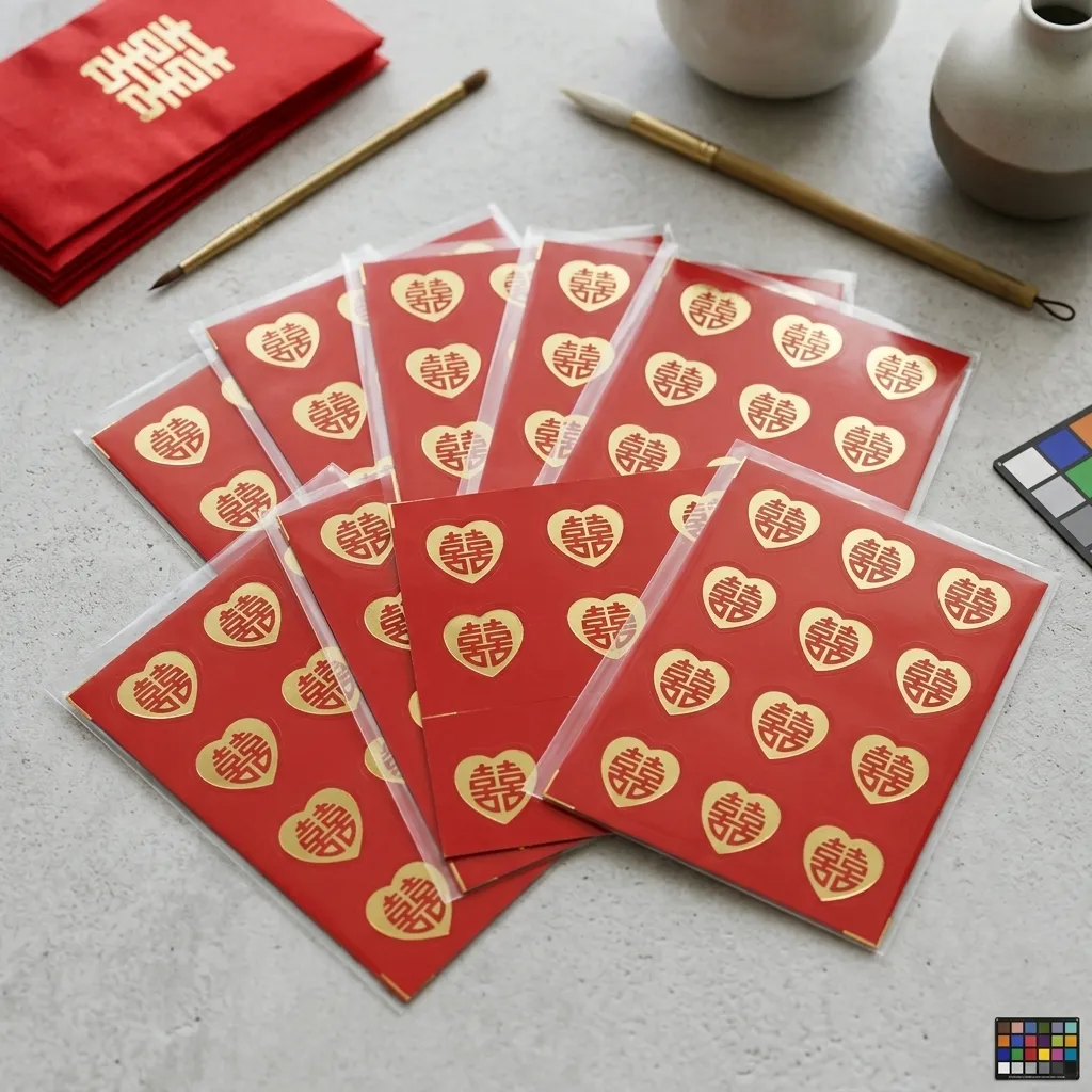 Stiker Shuang Xi Merah Love Kecil Isi 6 Lbr