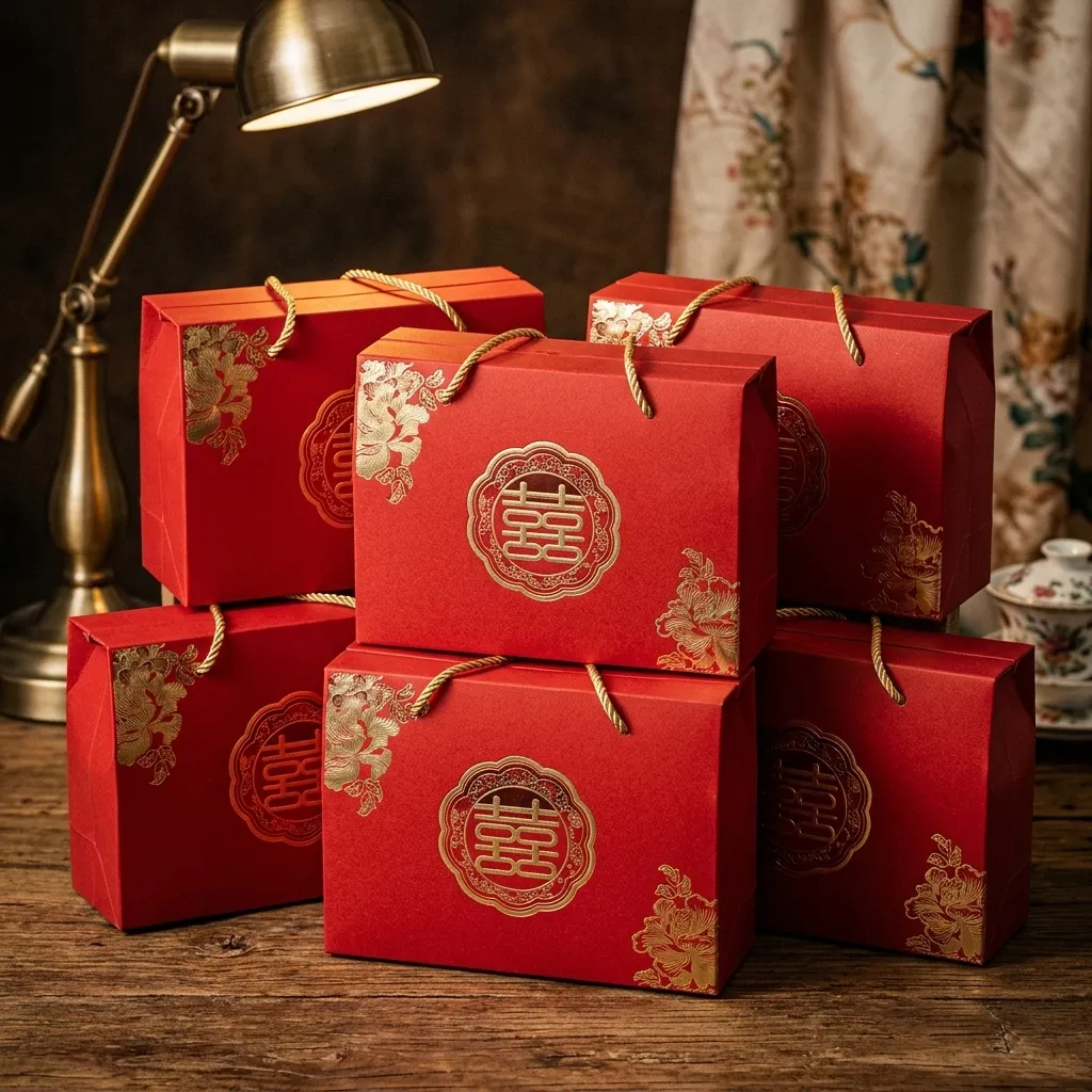 Hampers Gliter Merah Shuanxi 26x19x12 Cm