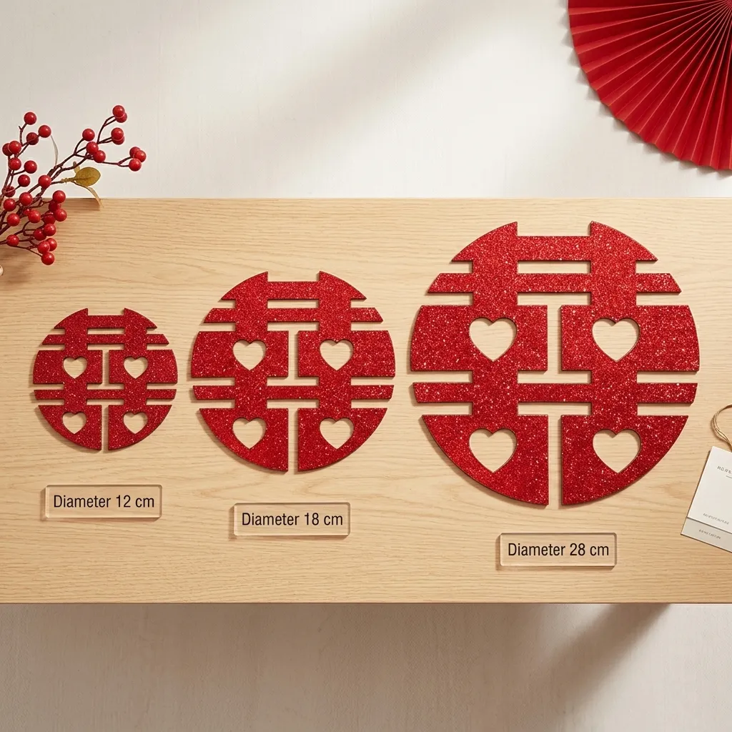 Tempelan Gliter Shuang XI Bulat 12 CM