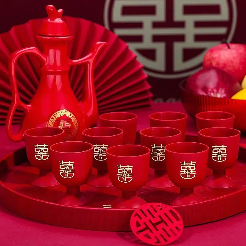 Gelas Teapai Plastik Merah Tebal Shuang xi