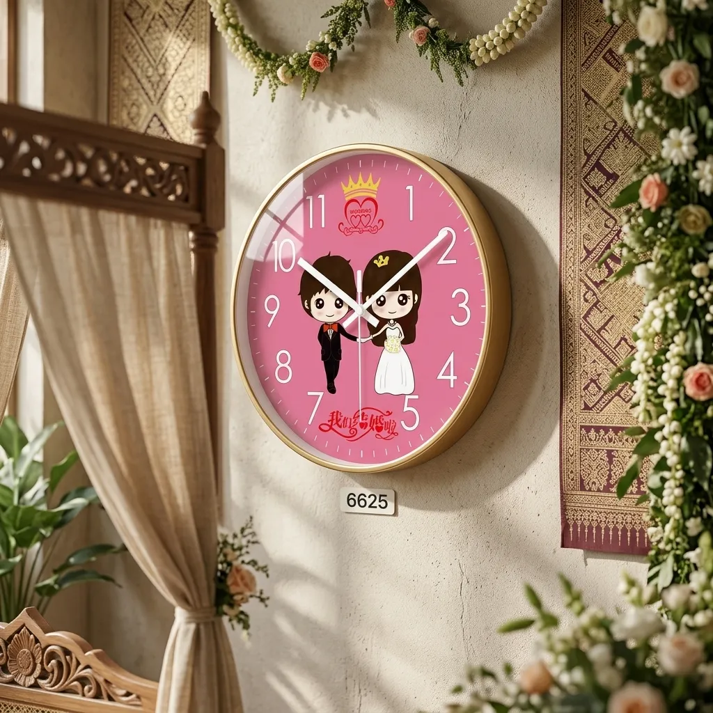 Jam Dinding Couple Pink 12 INC