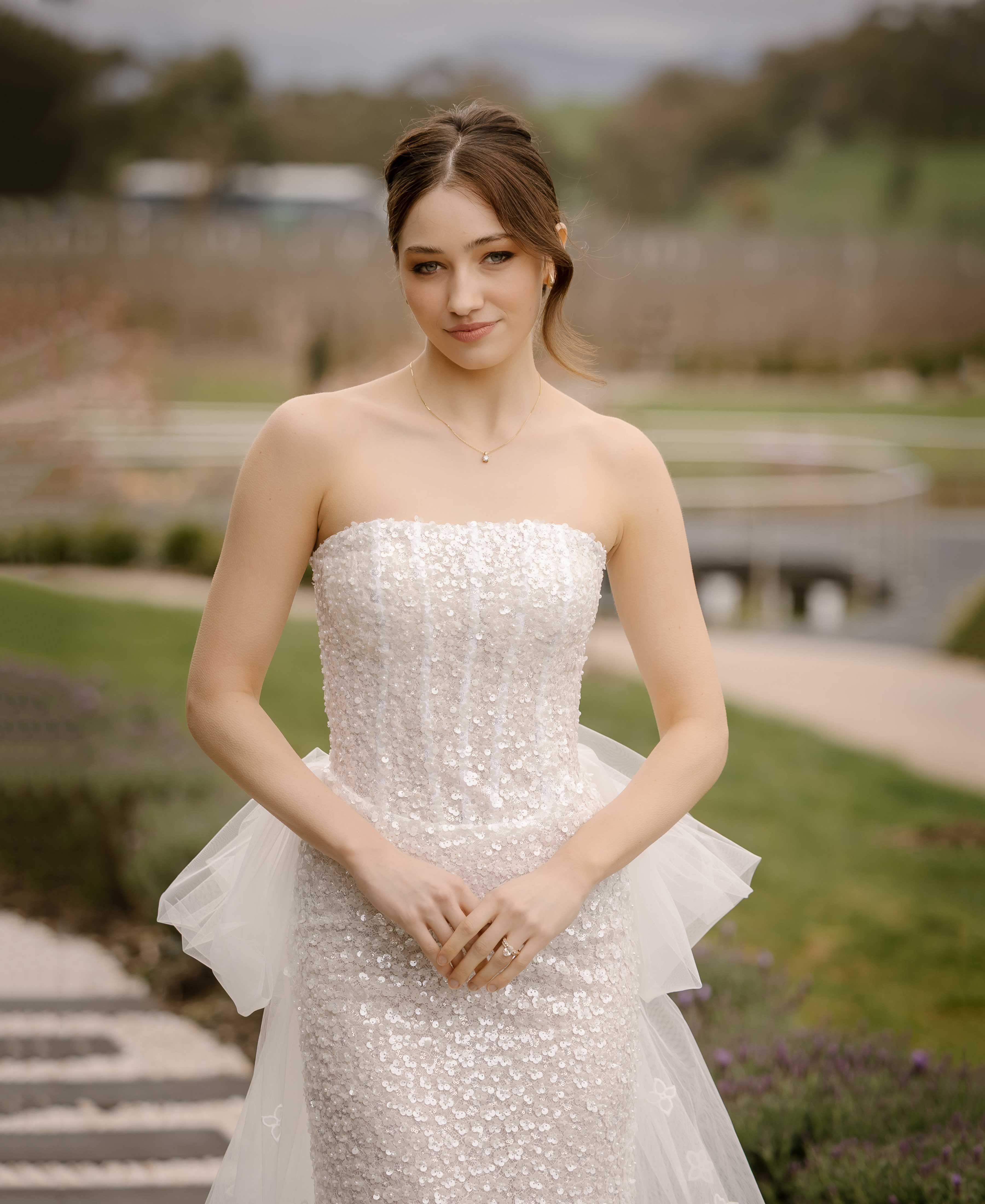 Seren | Sequin Floral Lace Wedding Dress 3