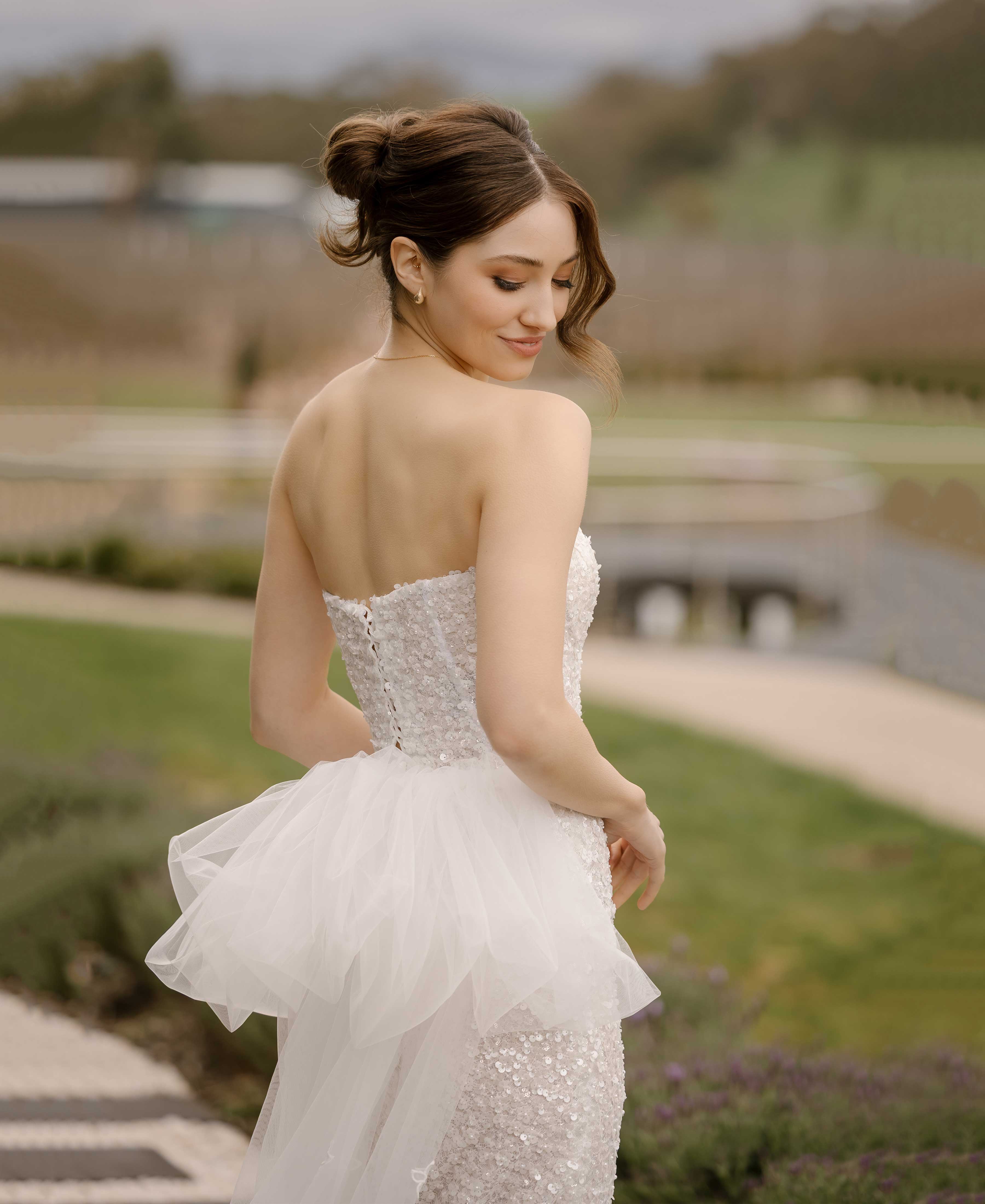 Seren | Sequin Floral Lace Wedding Dress 4