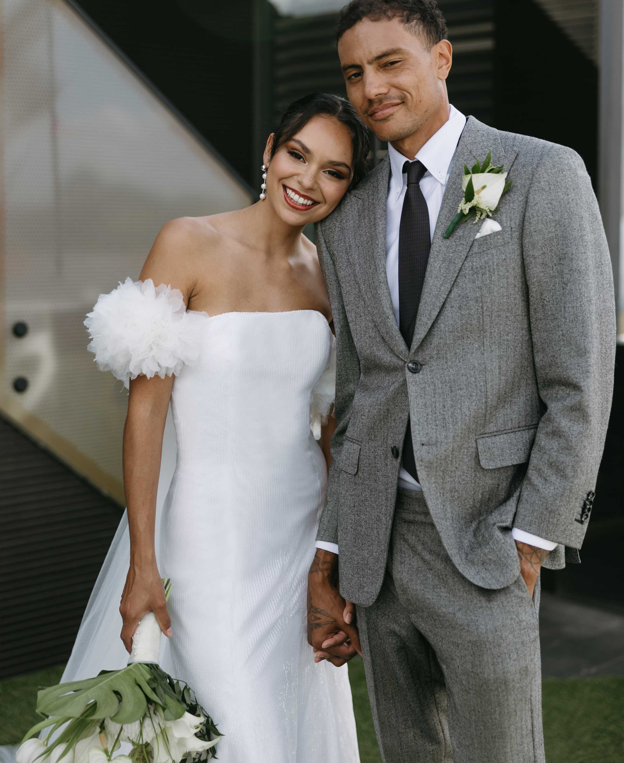 Lumora| Sequin Bridal Gown with a delicate floral Tulle cape 5