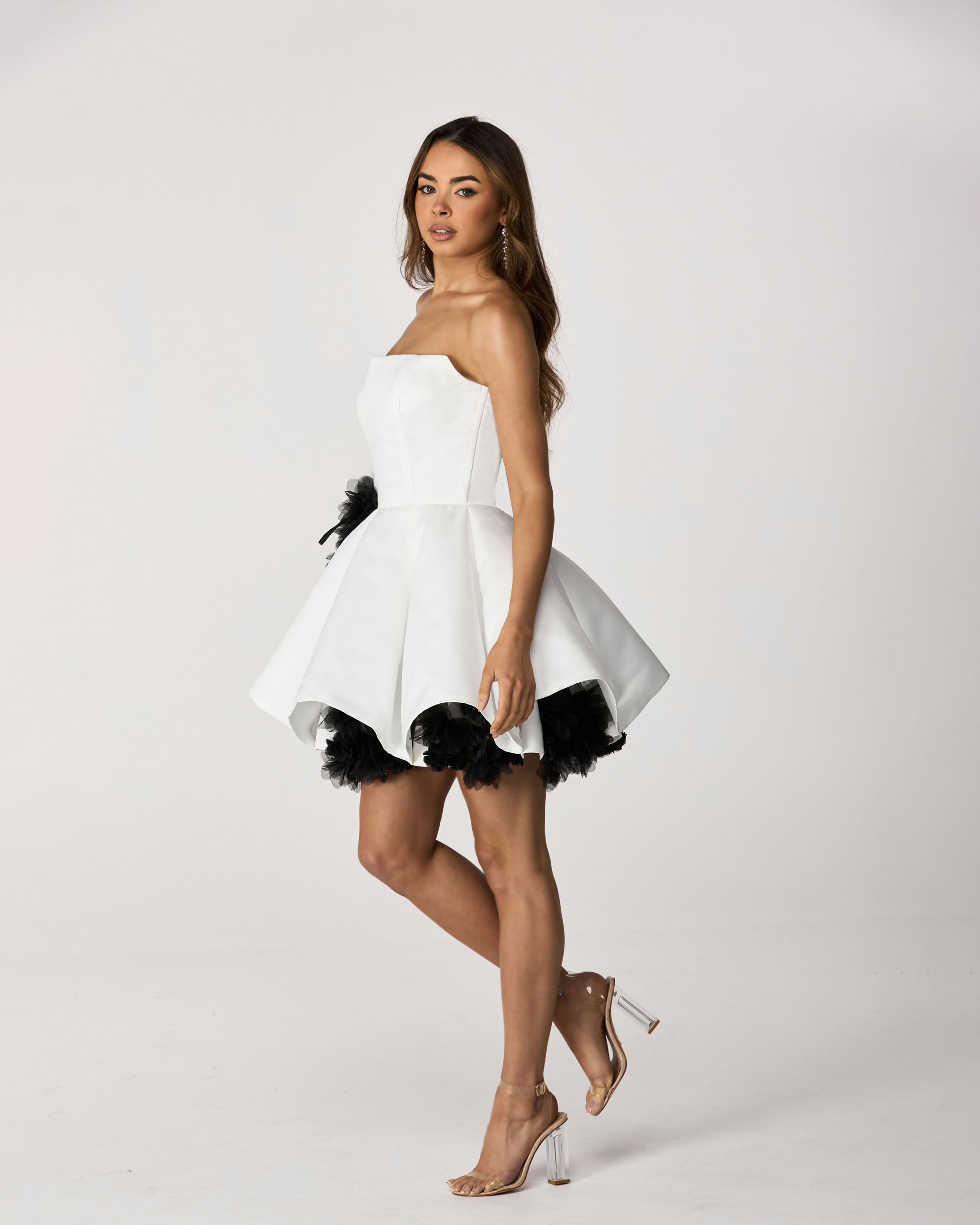 NoirBelle | Black & White Short Wedding Dress 3