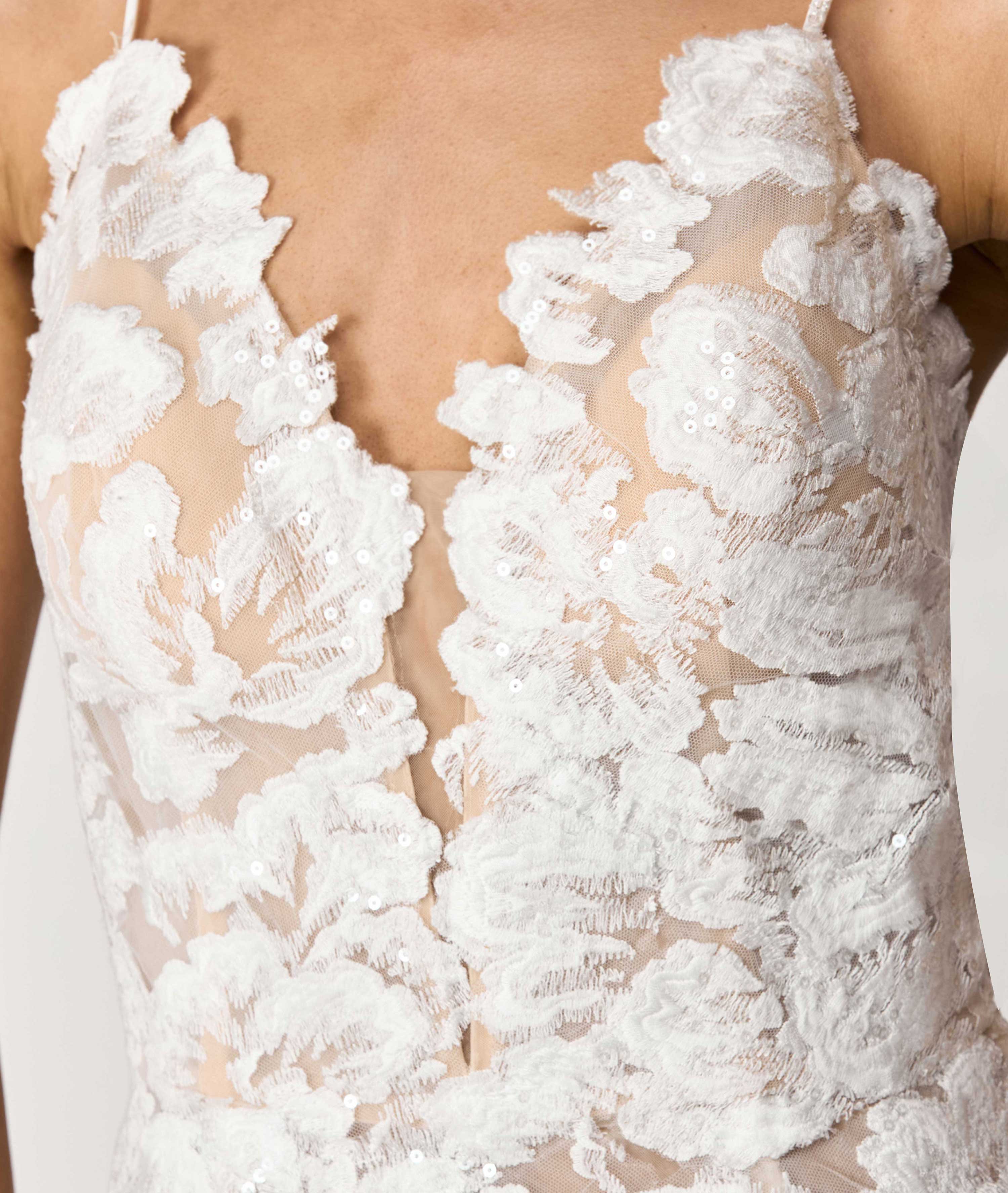 Elysian |Lace Backless Wedding Dress with Train - Fitted Floral Bridal Gown 4
