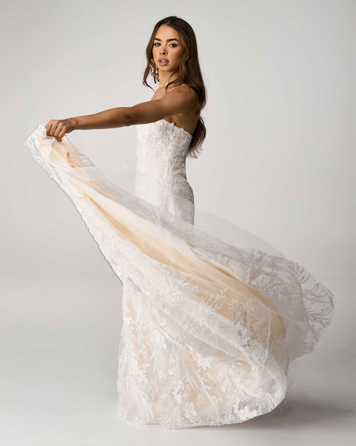 Celestia | Romantic Lace Strapless Wedding Dress 4
