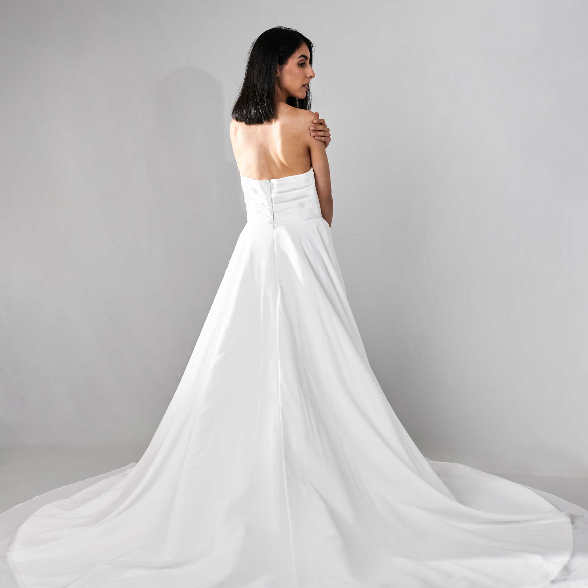 Val | Minimalist Strapless Wedding Dress in Chiffon 3