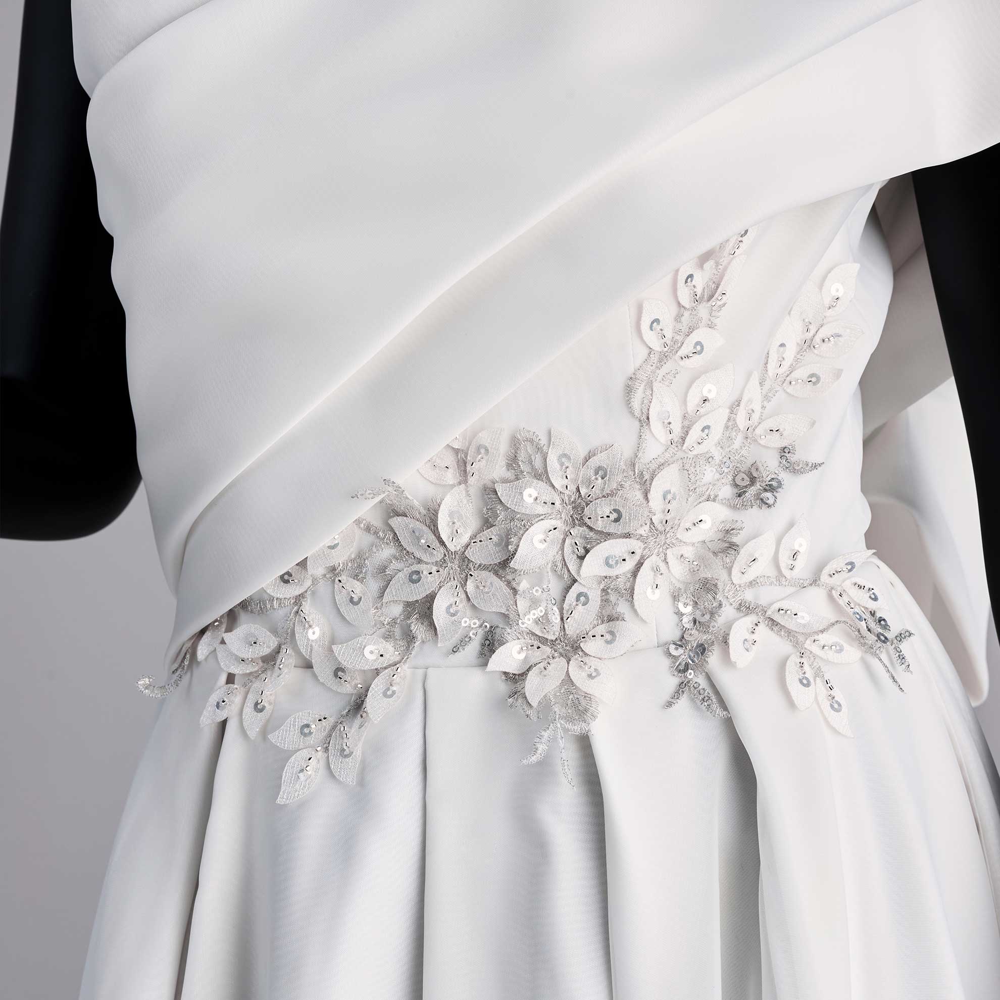Parensa |Asymmetric One-Shoulder Chiffon Wedding Dress with Bow 3