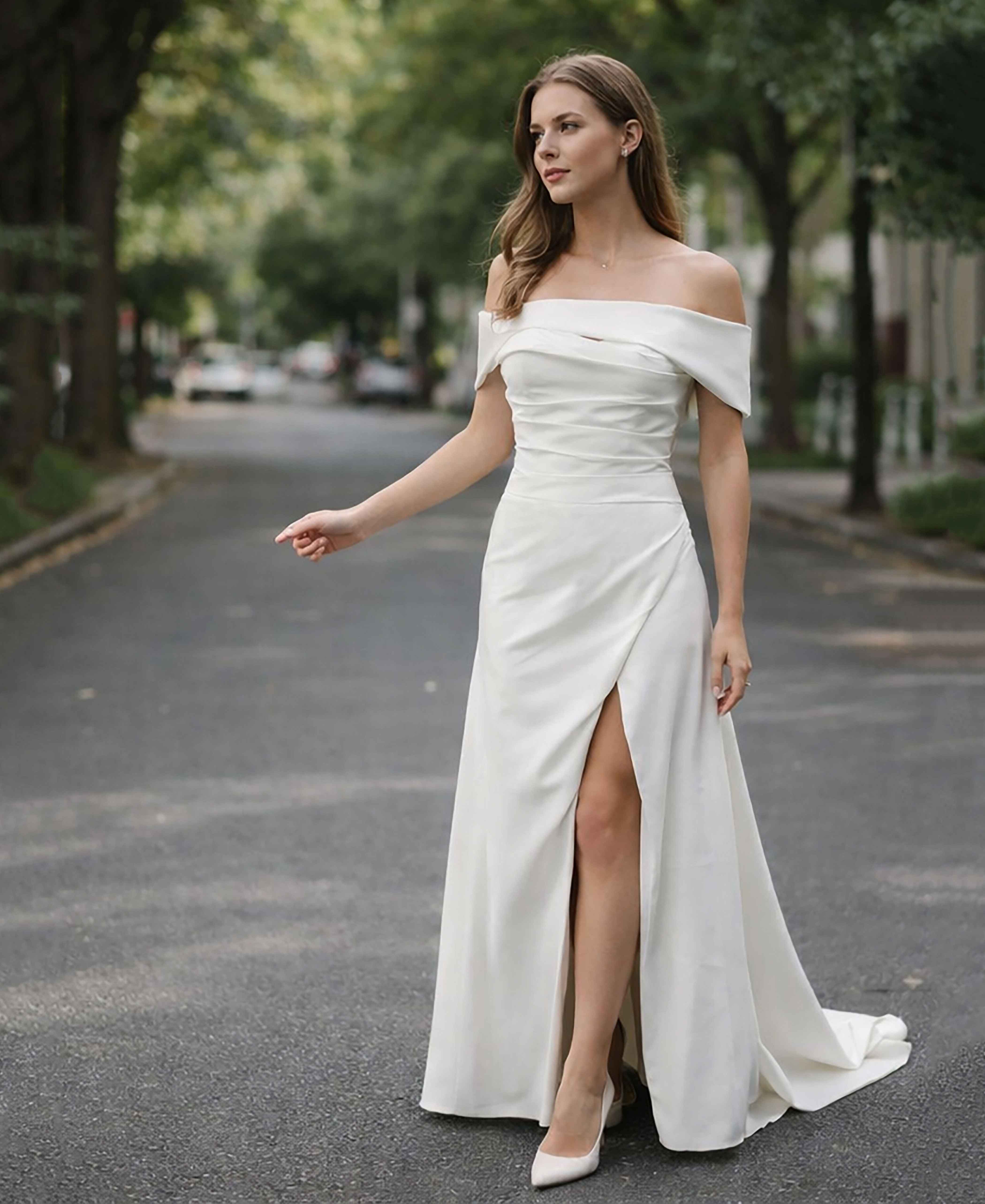 Parvaneh| Elegant Off-Shoulder Wedding Dress
