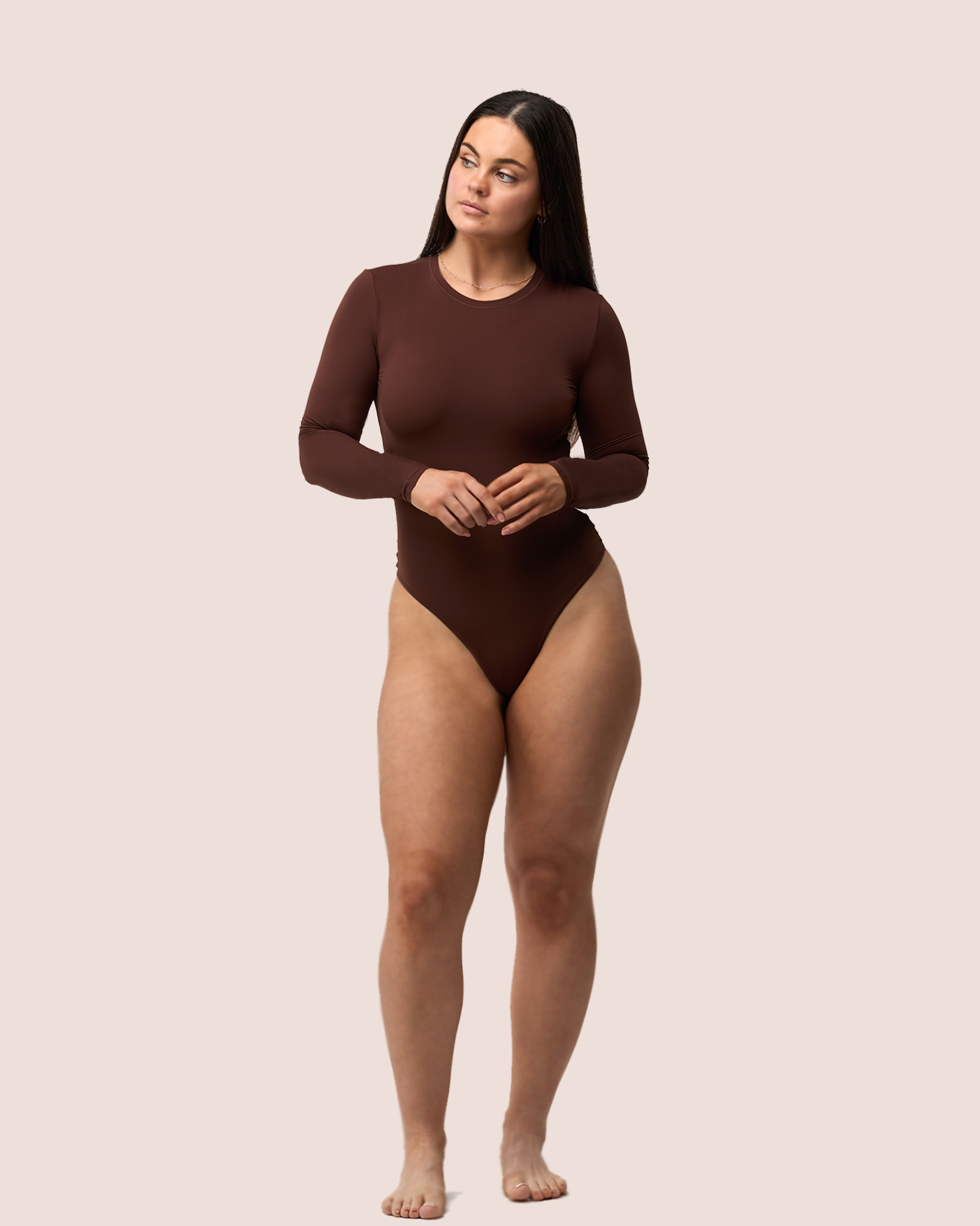 Long Sleeve Stretch Bodysuit – No Show Thong Back 3