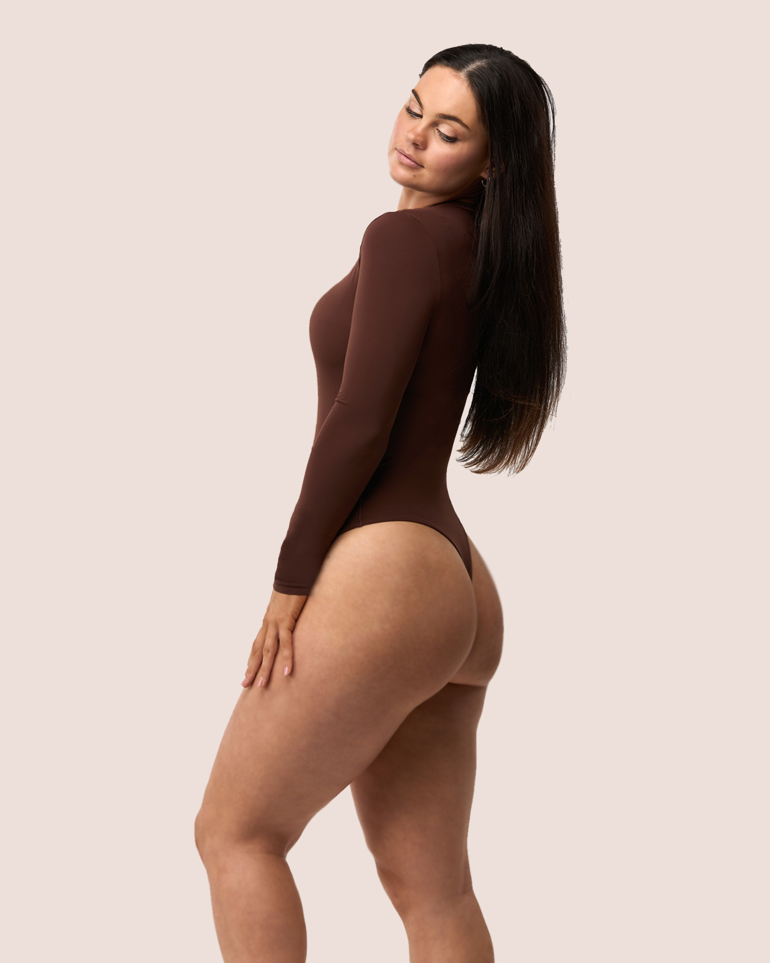 Long Sleeve Stretch Bodysuit – No Show Thong Back 5