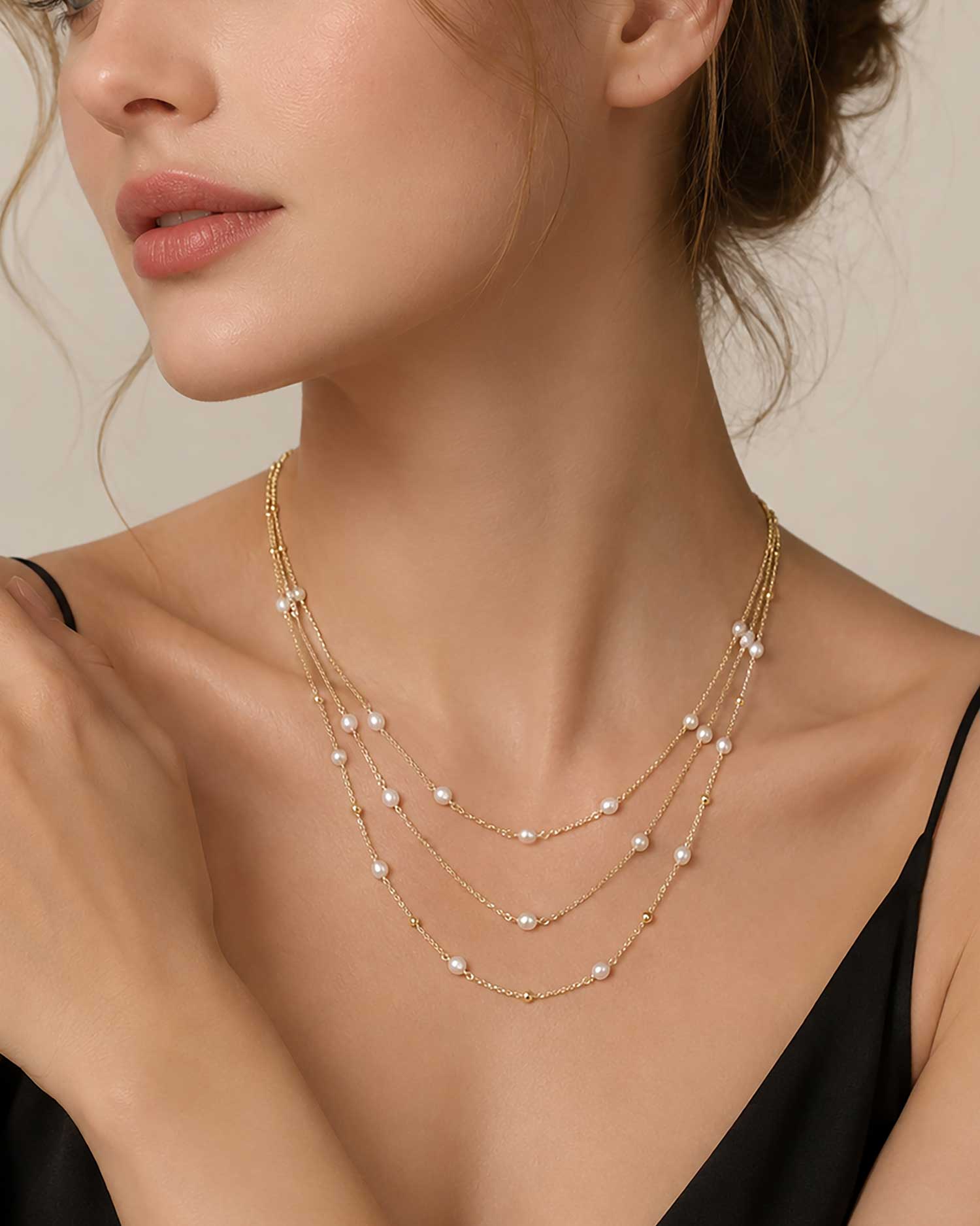 Celestine – Layered Freshwater Pearl Necklace 2