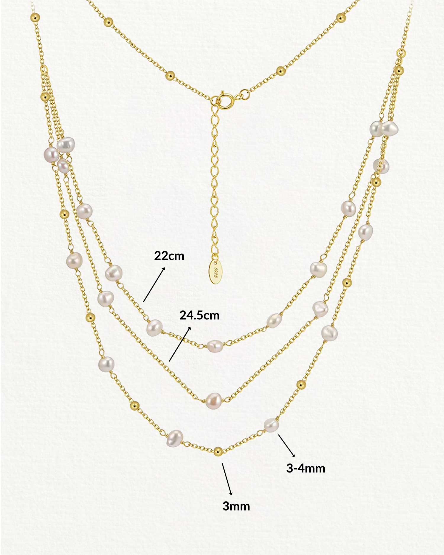 Celestine – Layered Freshwater Pearl Necklace 3