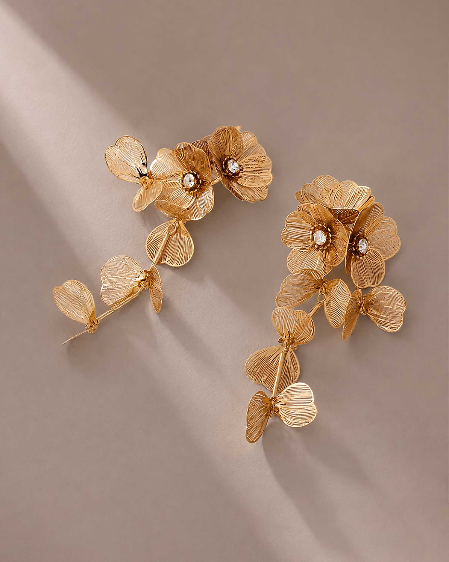 Amara – Golden Floral Drop Earrings 3