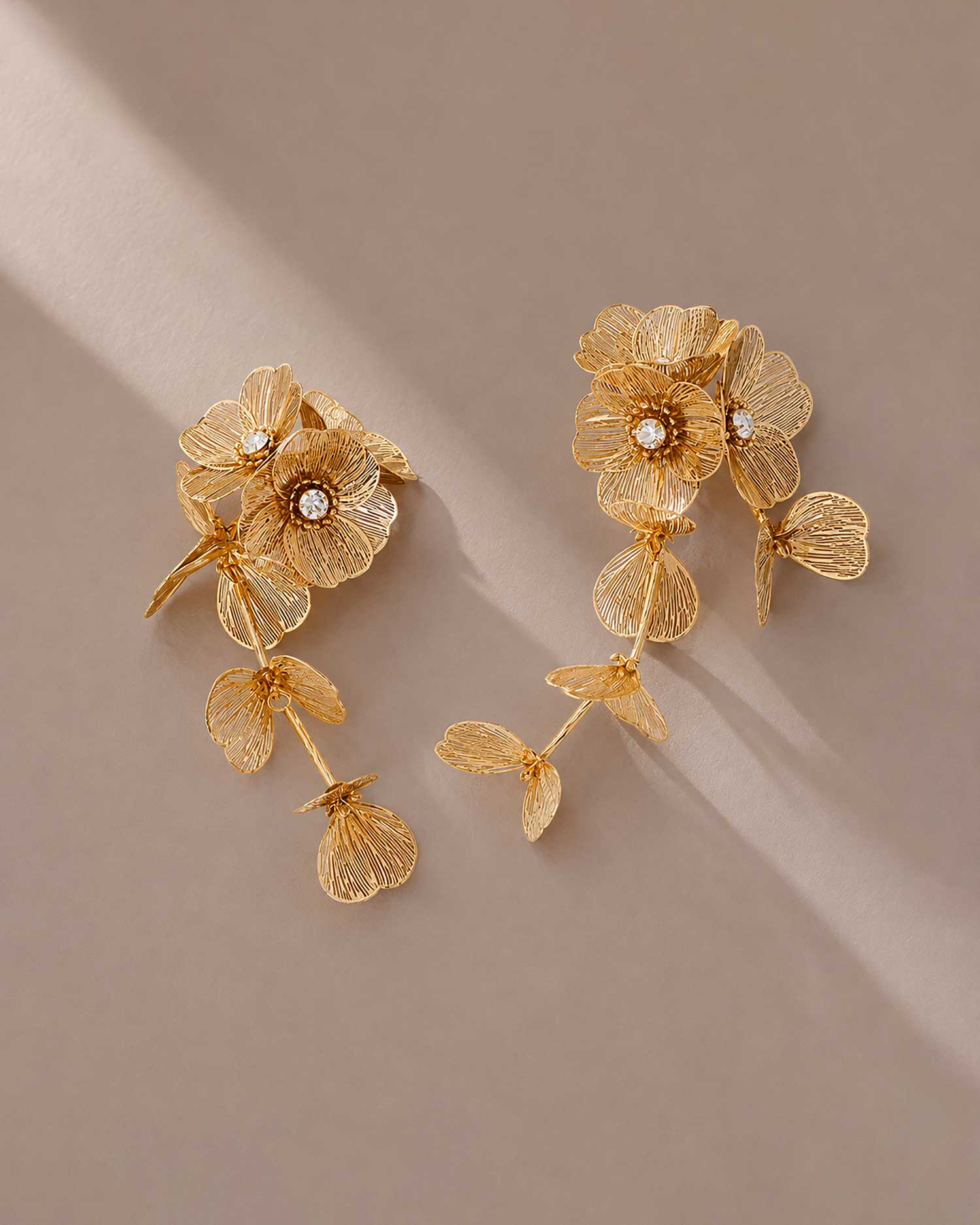 Amara – Golden Floral Drop Earrings 4