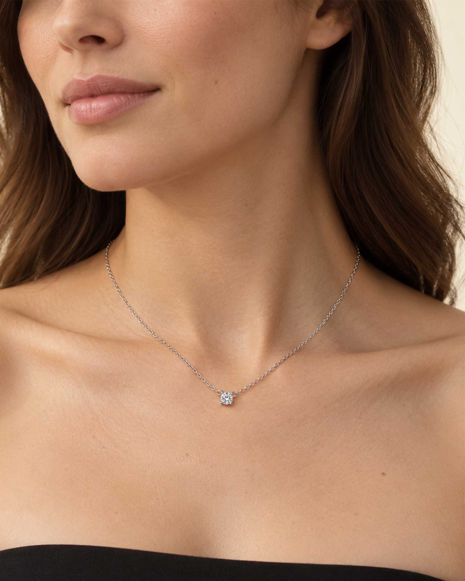 Eleni – Silver Solitaire Necklace