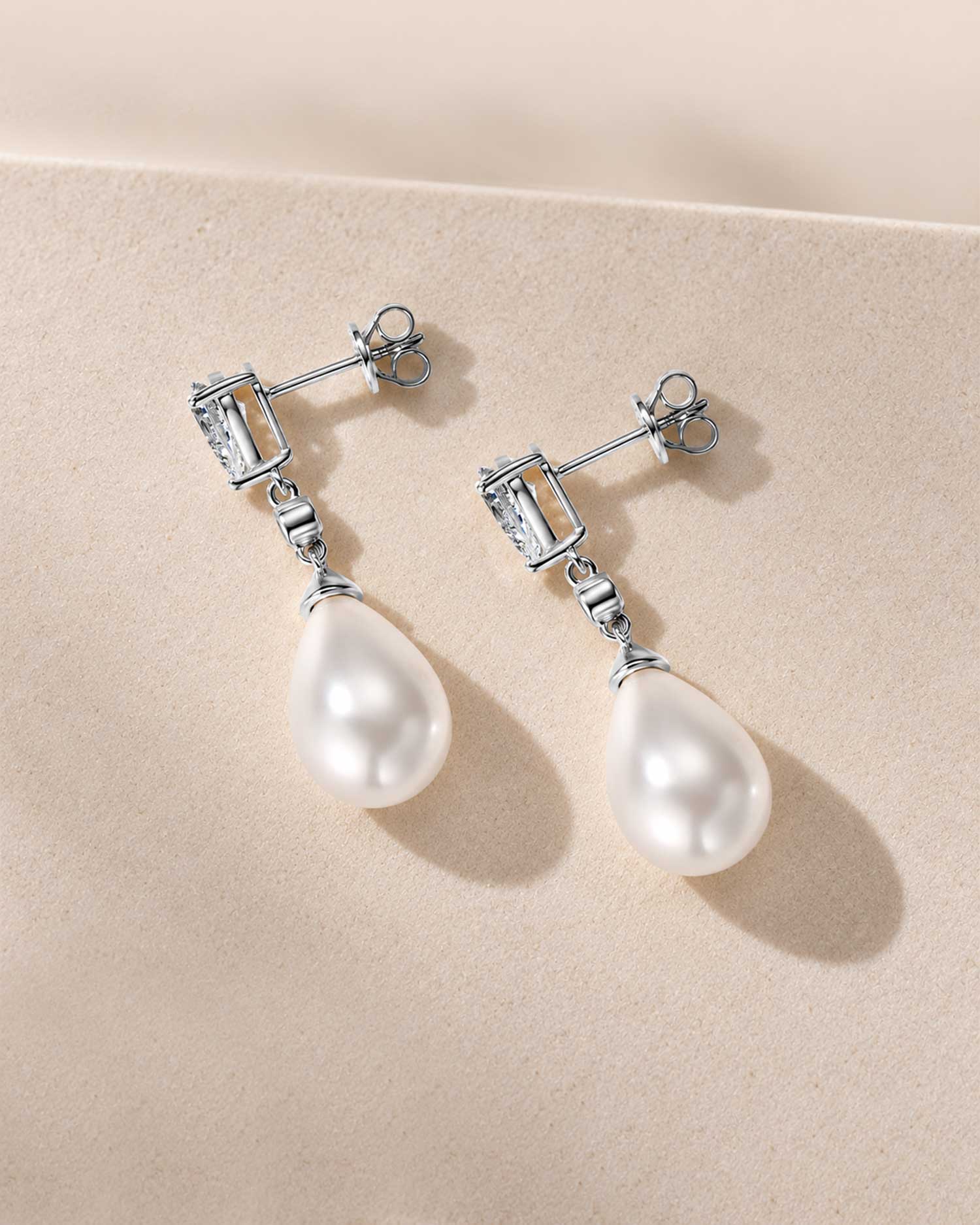 Enna – Silver Pearl Drop Earrings 4