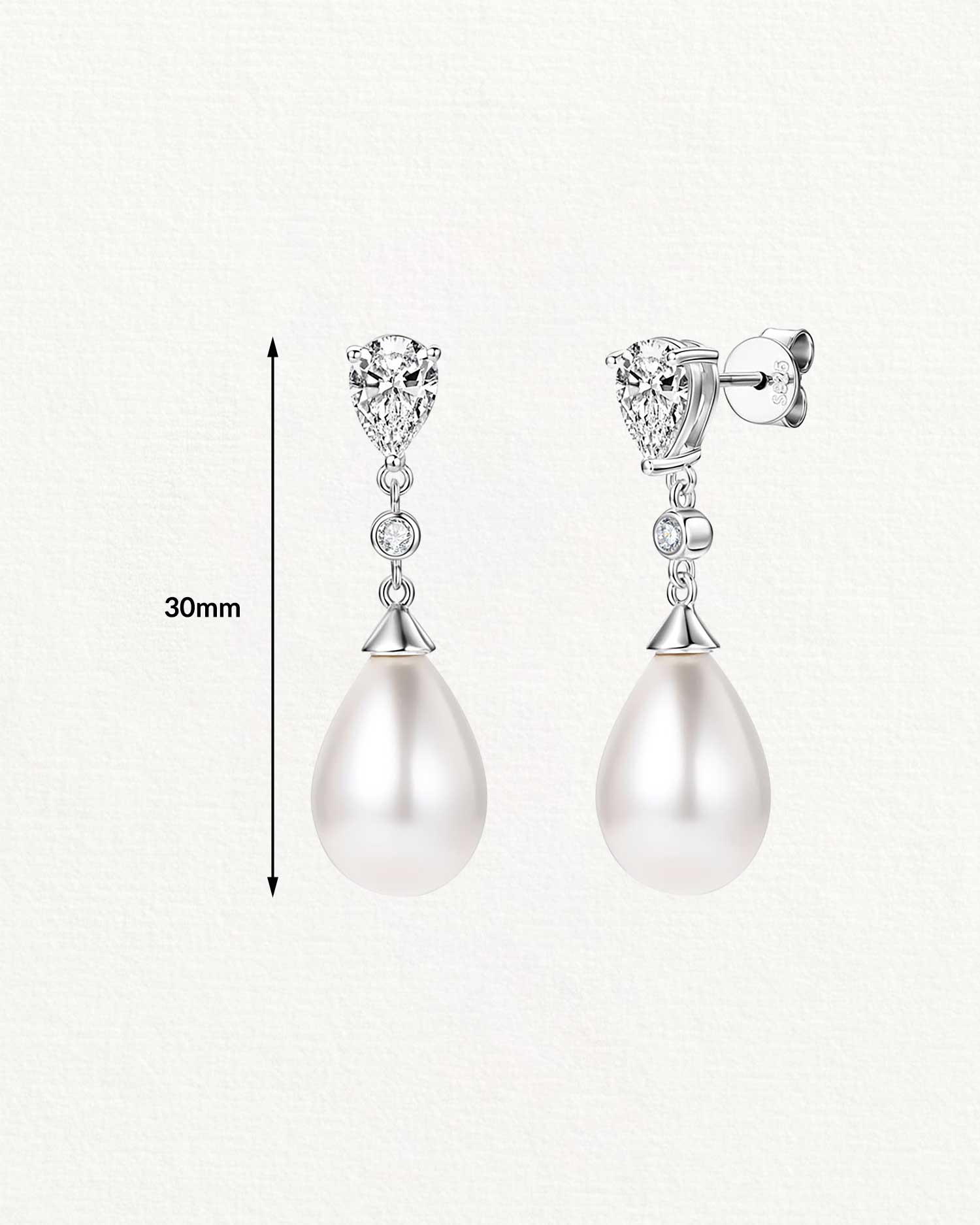 Enna – Silver Pearl Drop Earrings 5