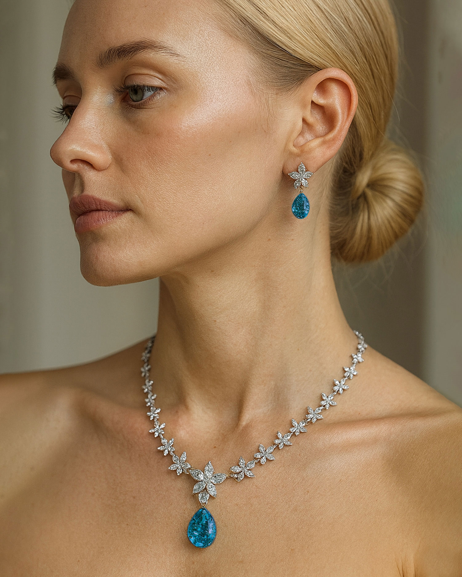 Floraya_Blue Teardrop Zircon Bridal Set 5