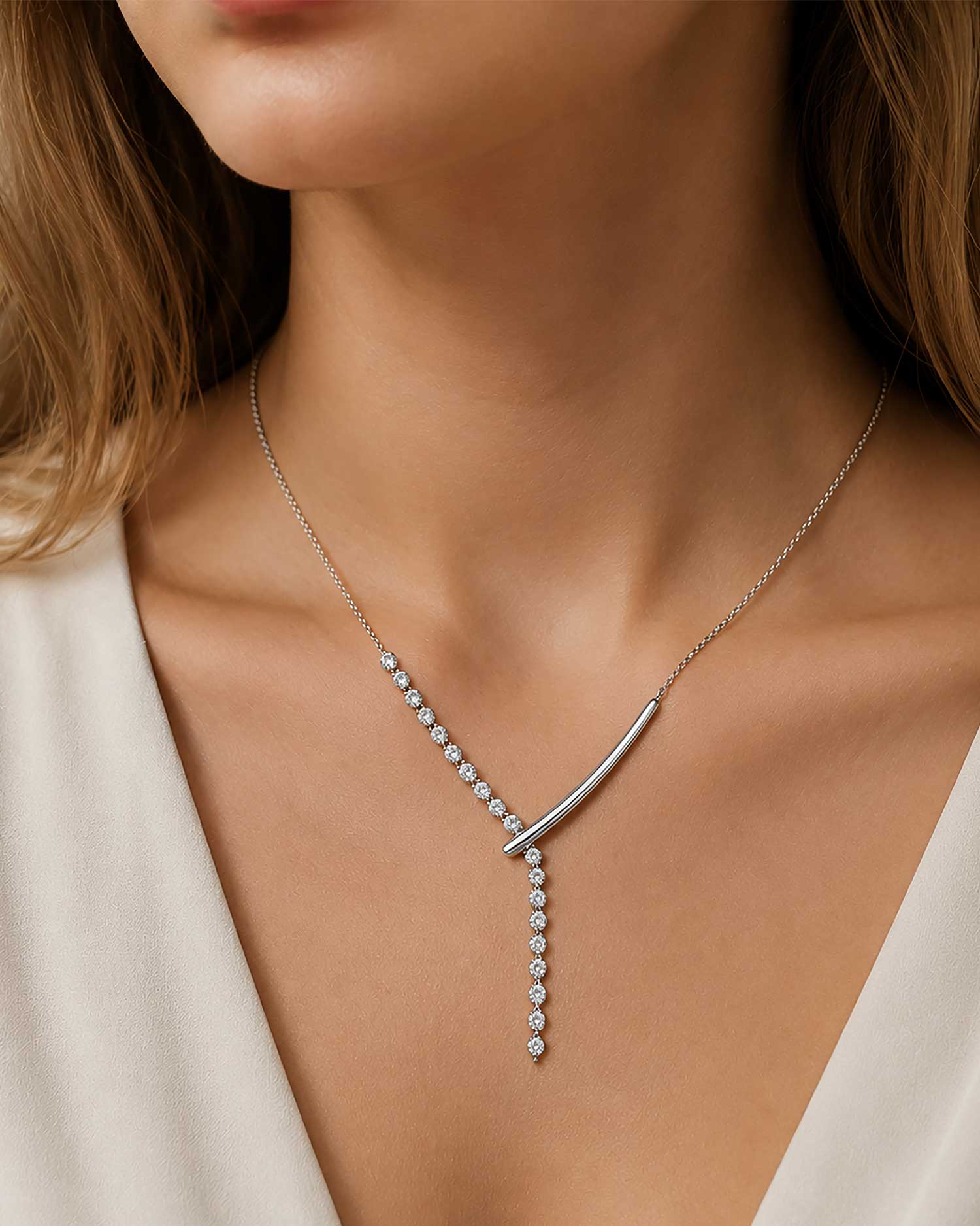 Lioris – Moissanite Y Lariat Necklace 2