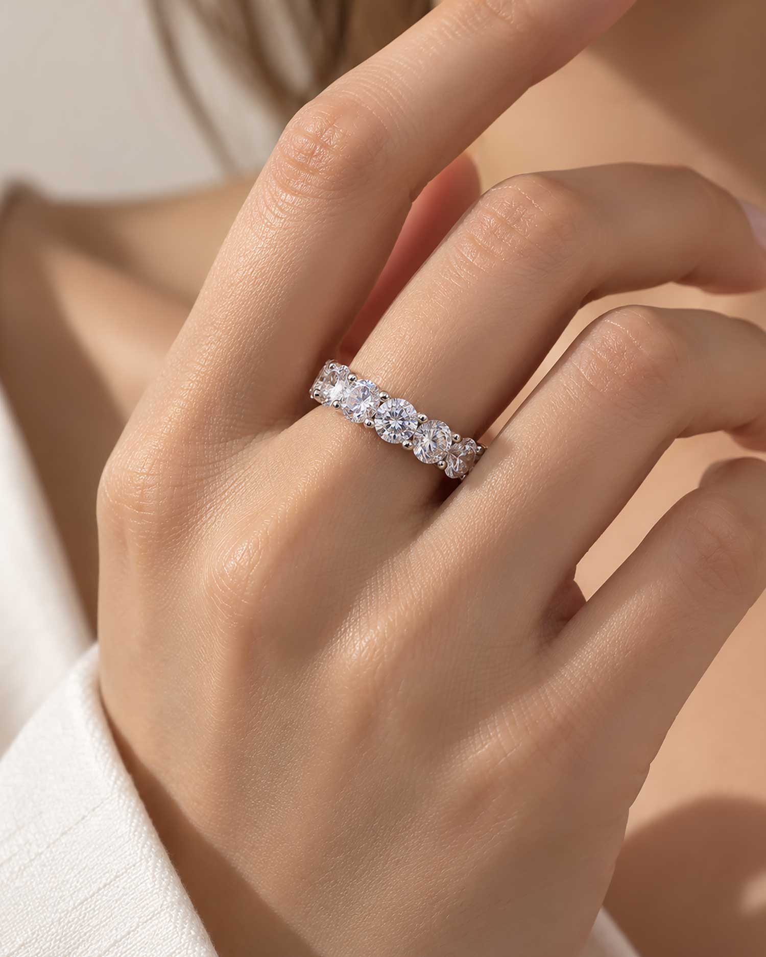 Lucia – Silver Moissanite Eternity Ring