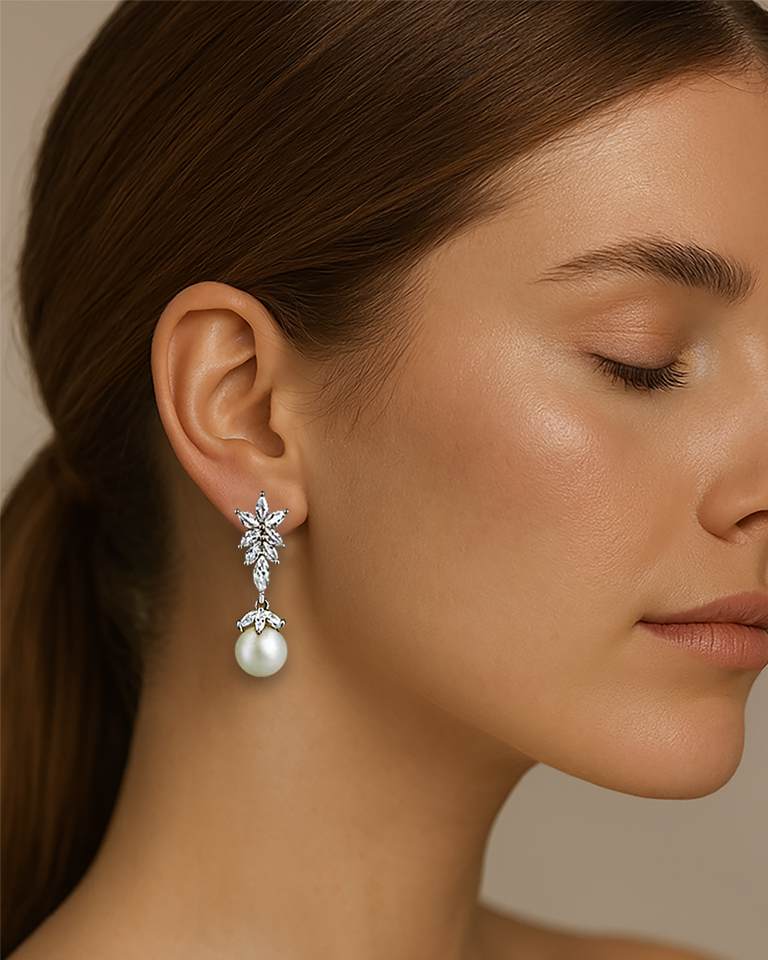 Lumis – Pearl & Zircon Drop Earrings 2