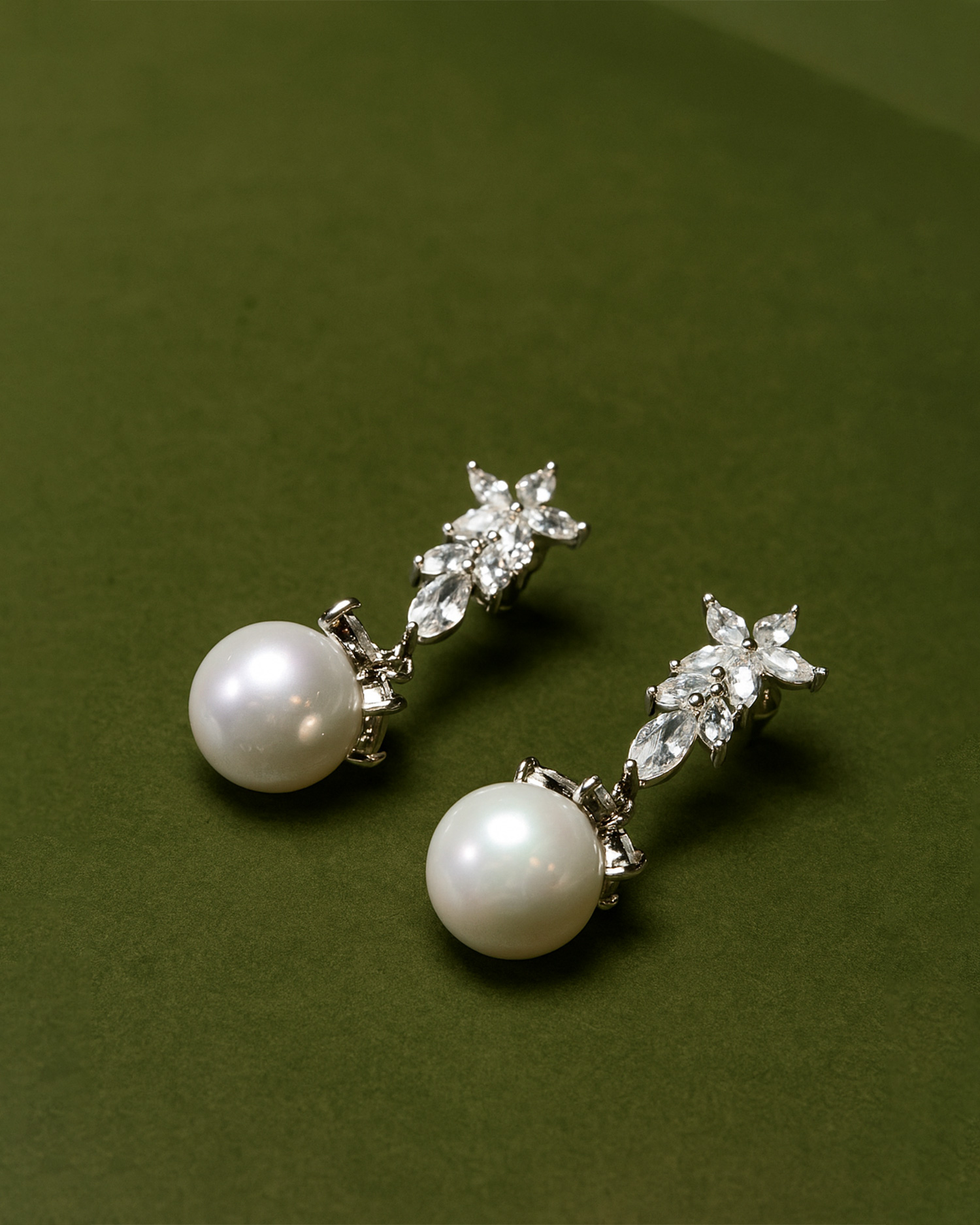 Lumis – Pearl & Zircon Drop Earrings 3