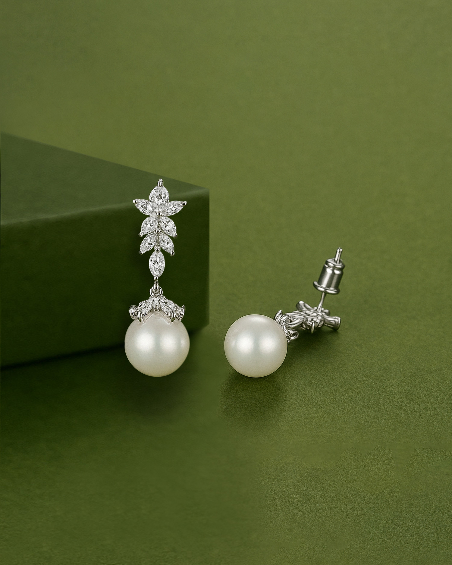 Lumis – Pearl & Zircon Drop Earrings 4