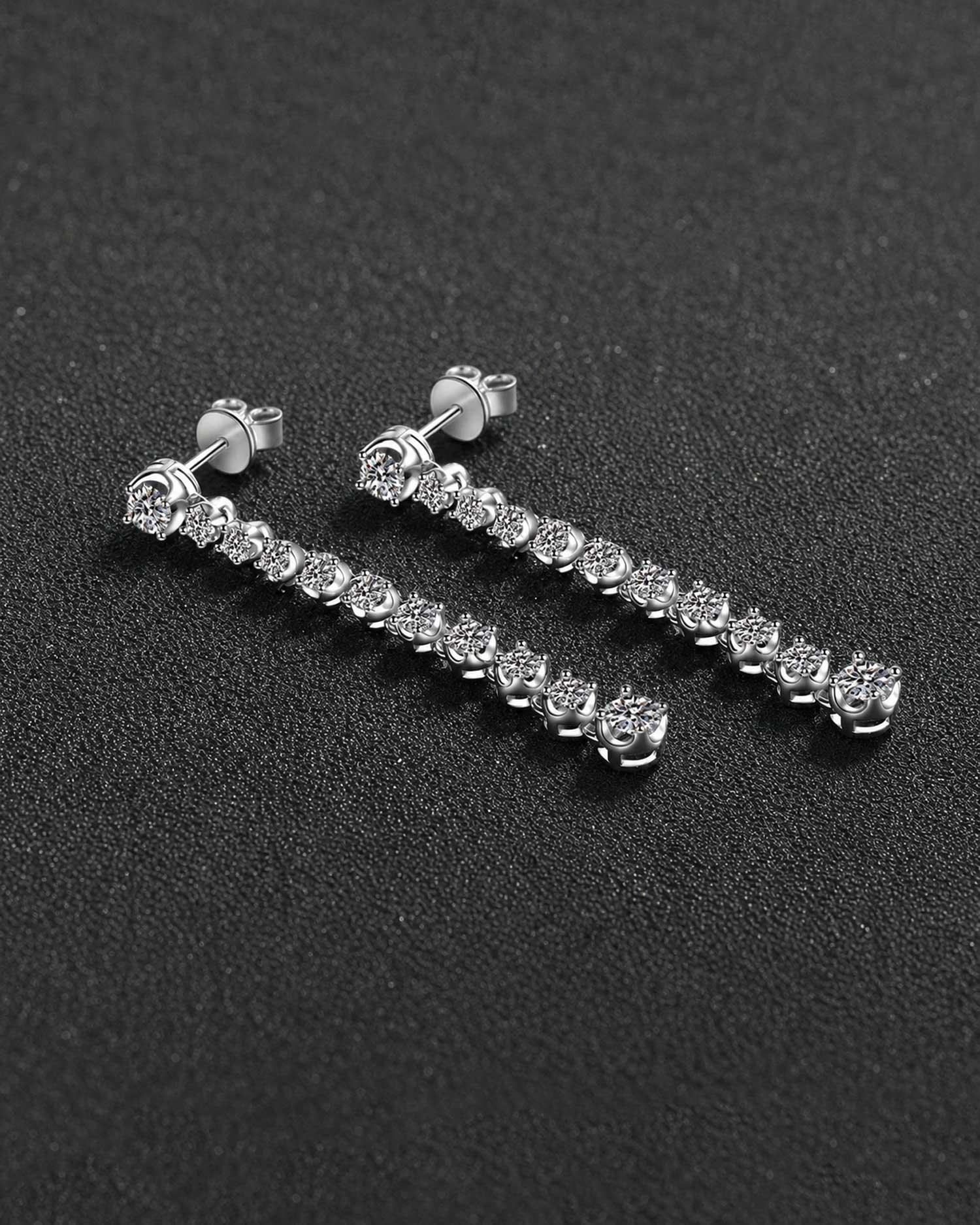 Lyra – Moissanite Tennis Drop Earrings 2
