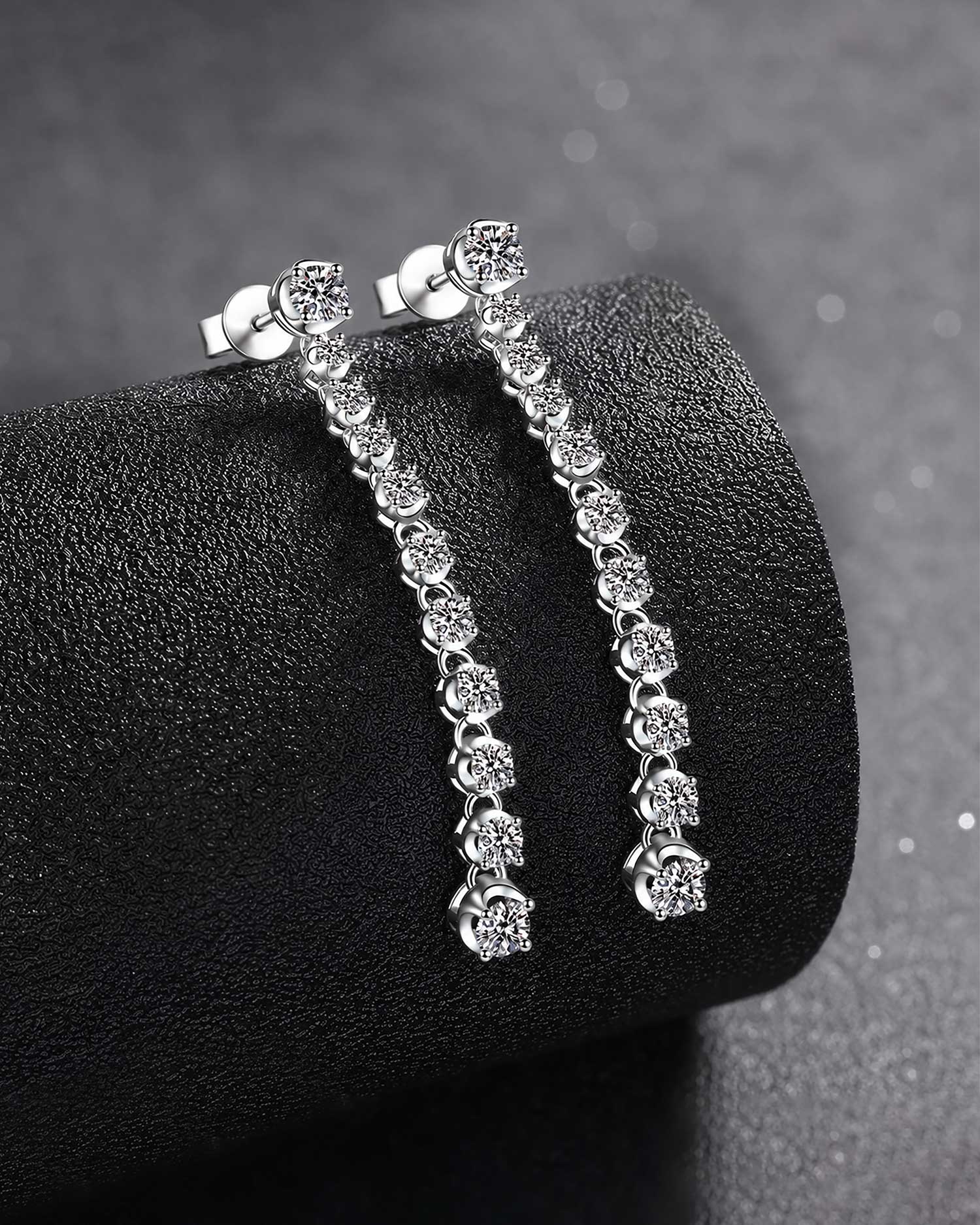Lyra – Moissanite Tennis Drop Earrings 3