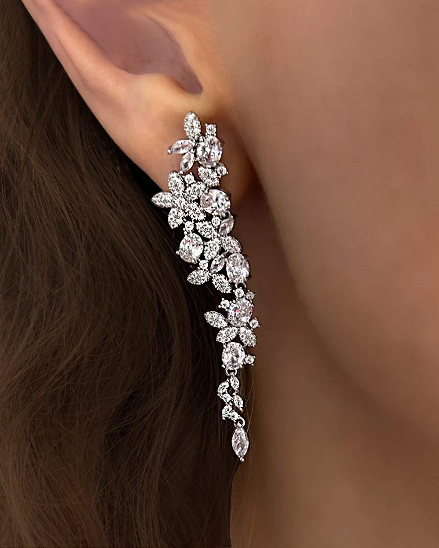 Modena – Zircon Flower Drop Earrings 3