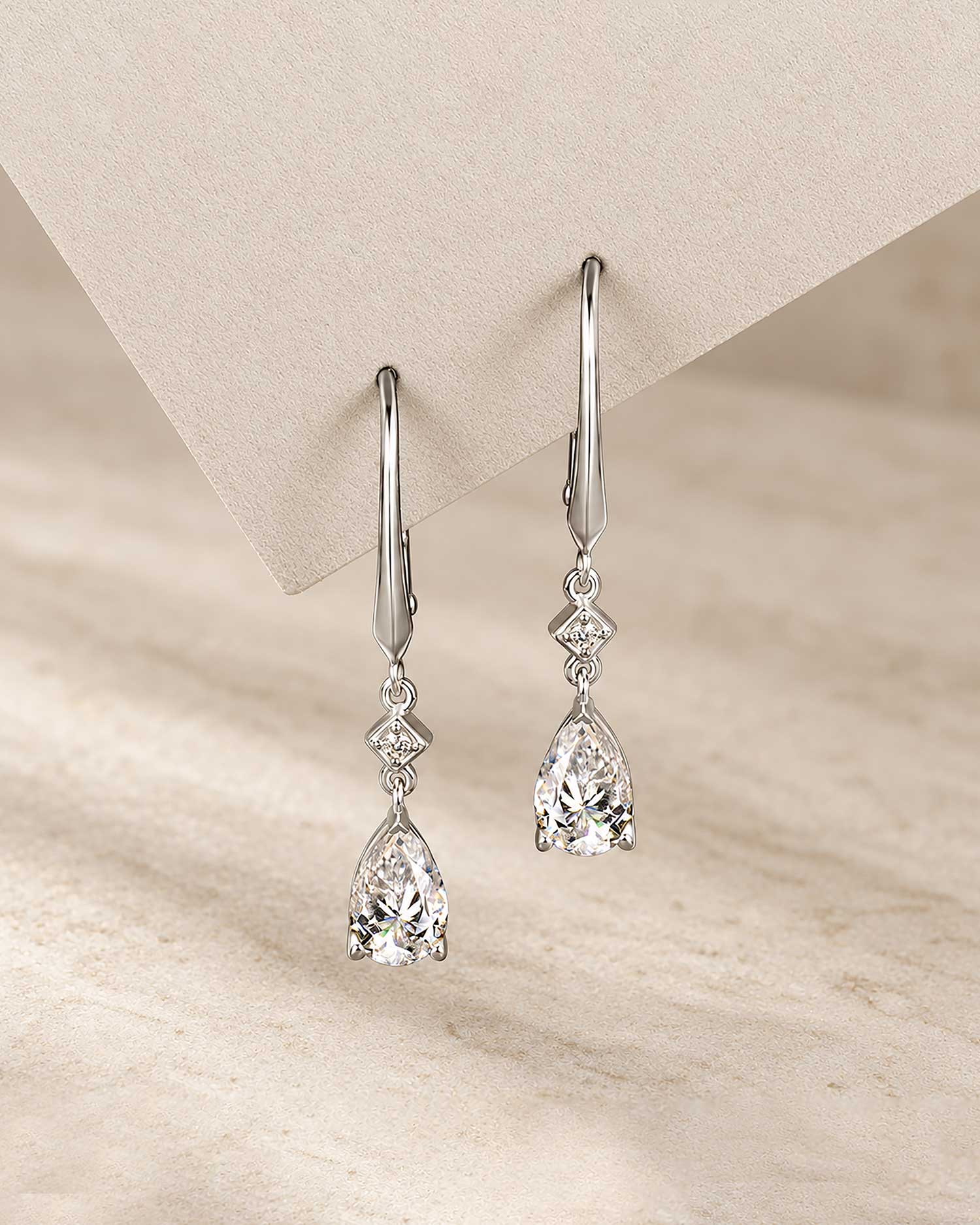 Nore – Silver Moissanite Drop Earrings 2