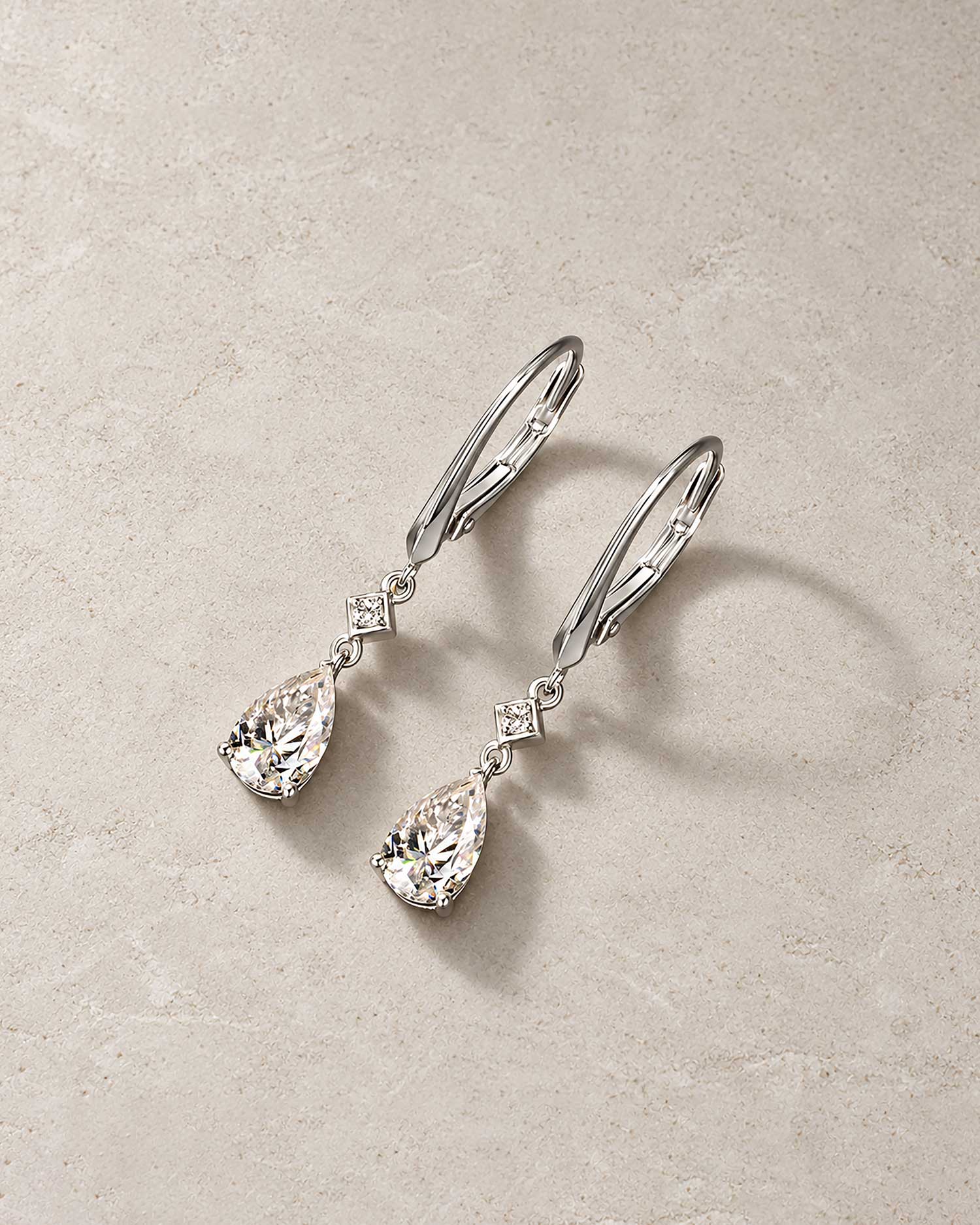 Nore – Silver Moissanite Drop Earrings 4
