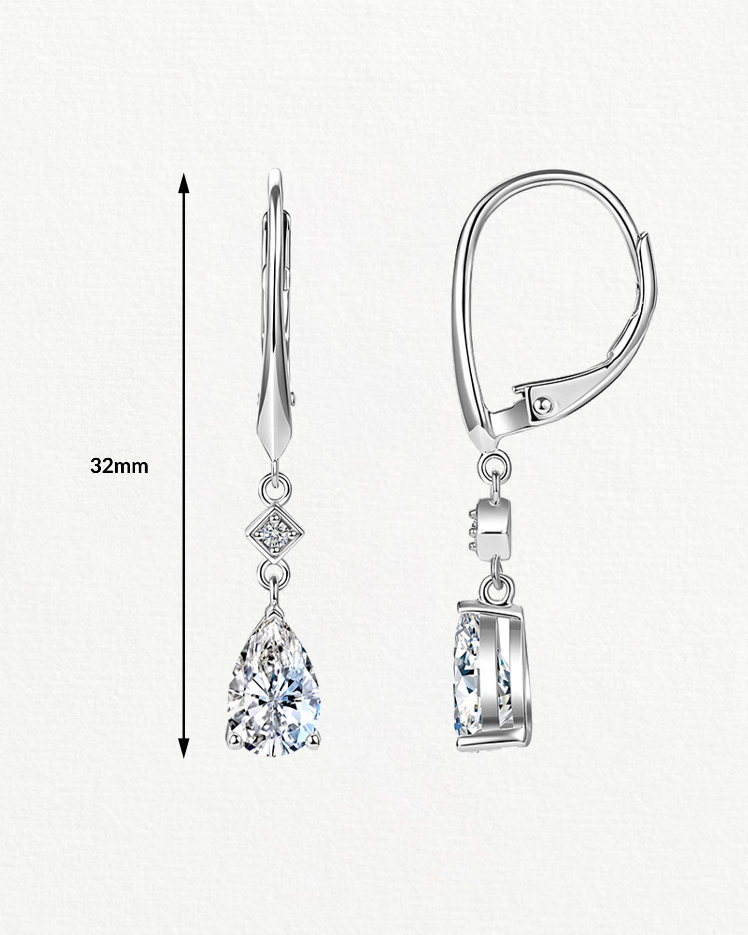 Nore – Silver Moissanite Drop Earrings 5