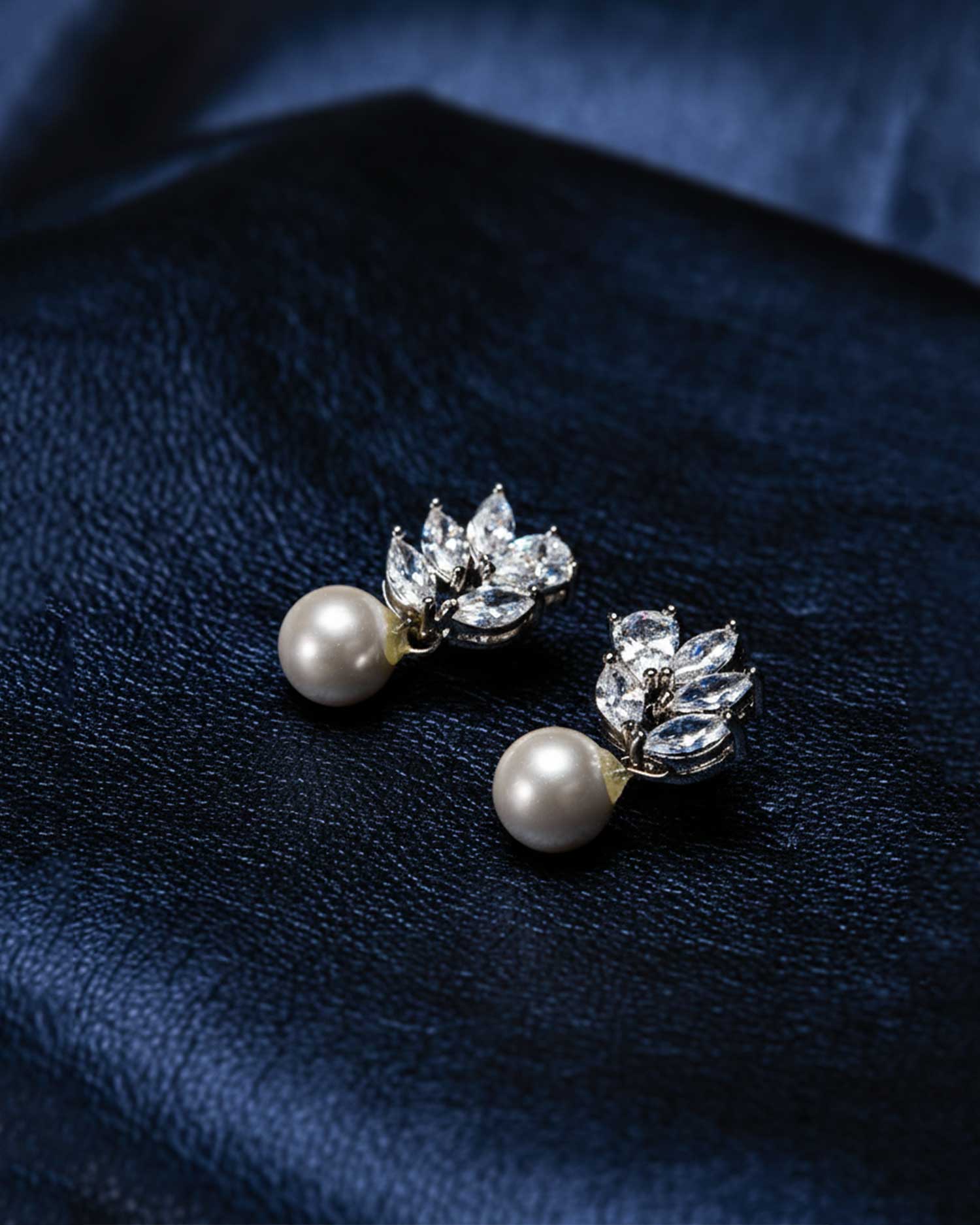 Pearlora β Leaf Pearl Drop Earrings