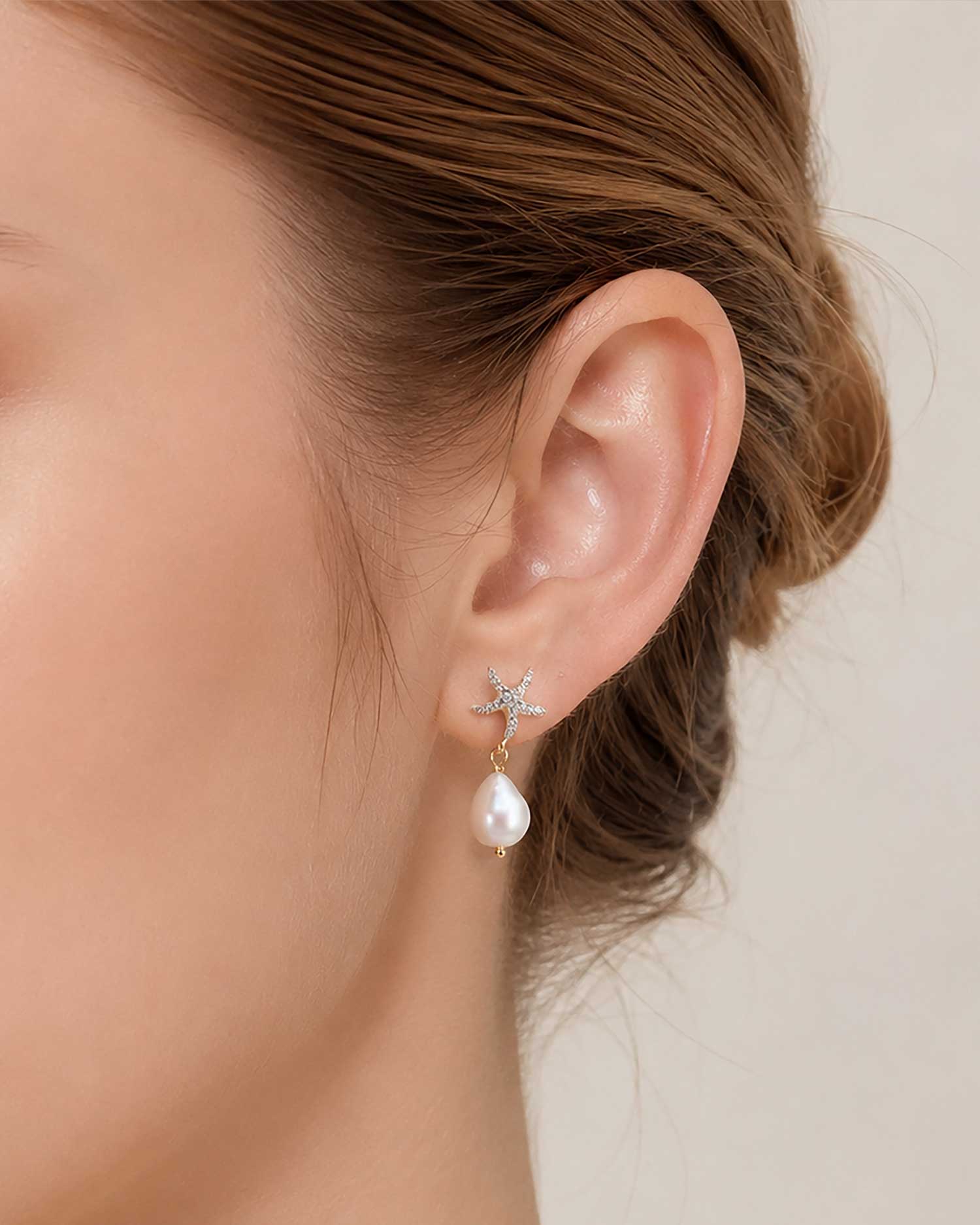 Sela – Freshwater Pearl Starfish Drop Earrings