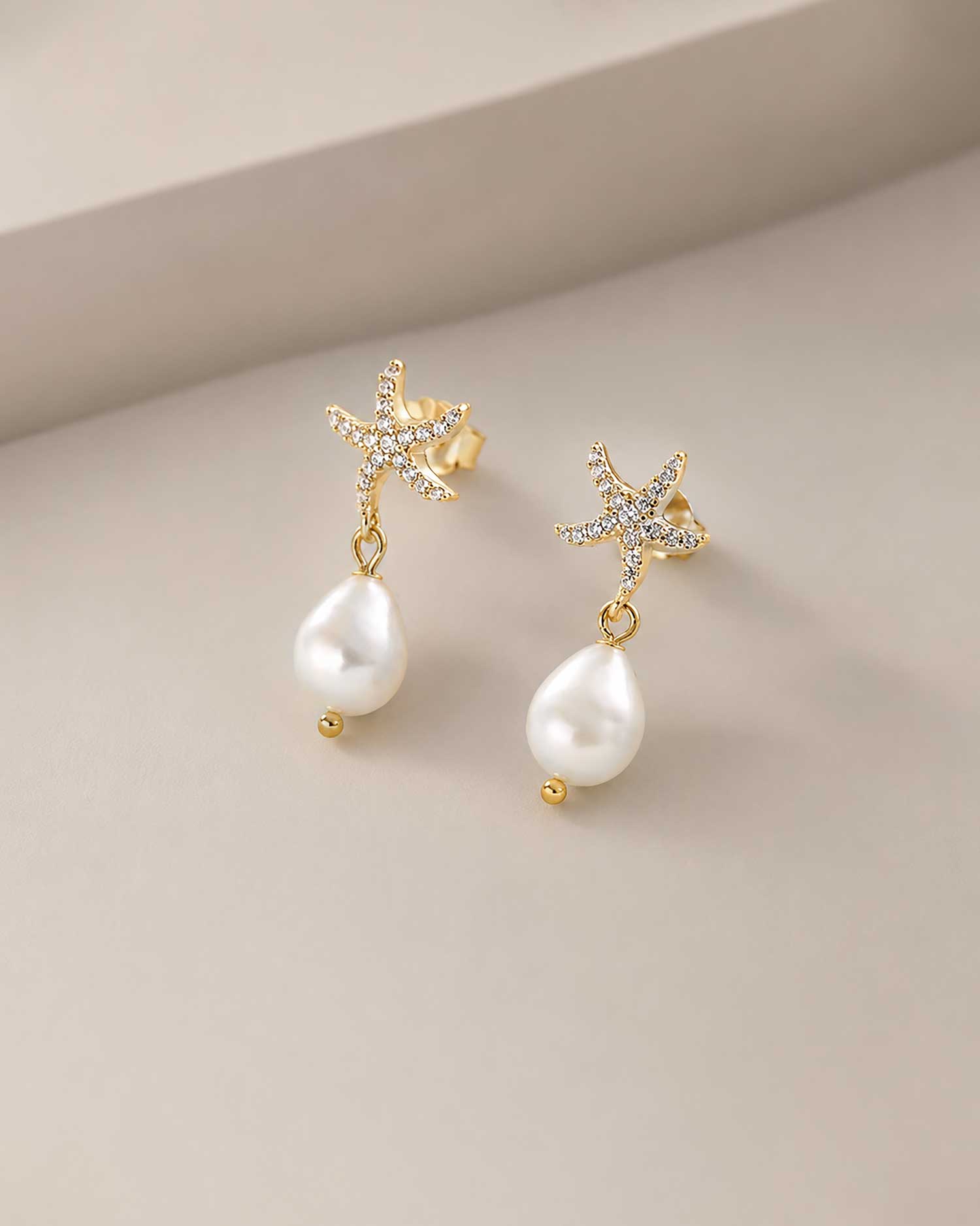 Sela – Freshwater Pearl Starfish Drop Earrings 2